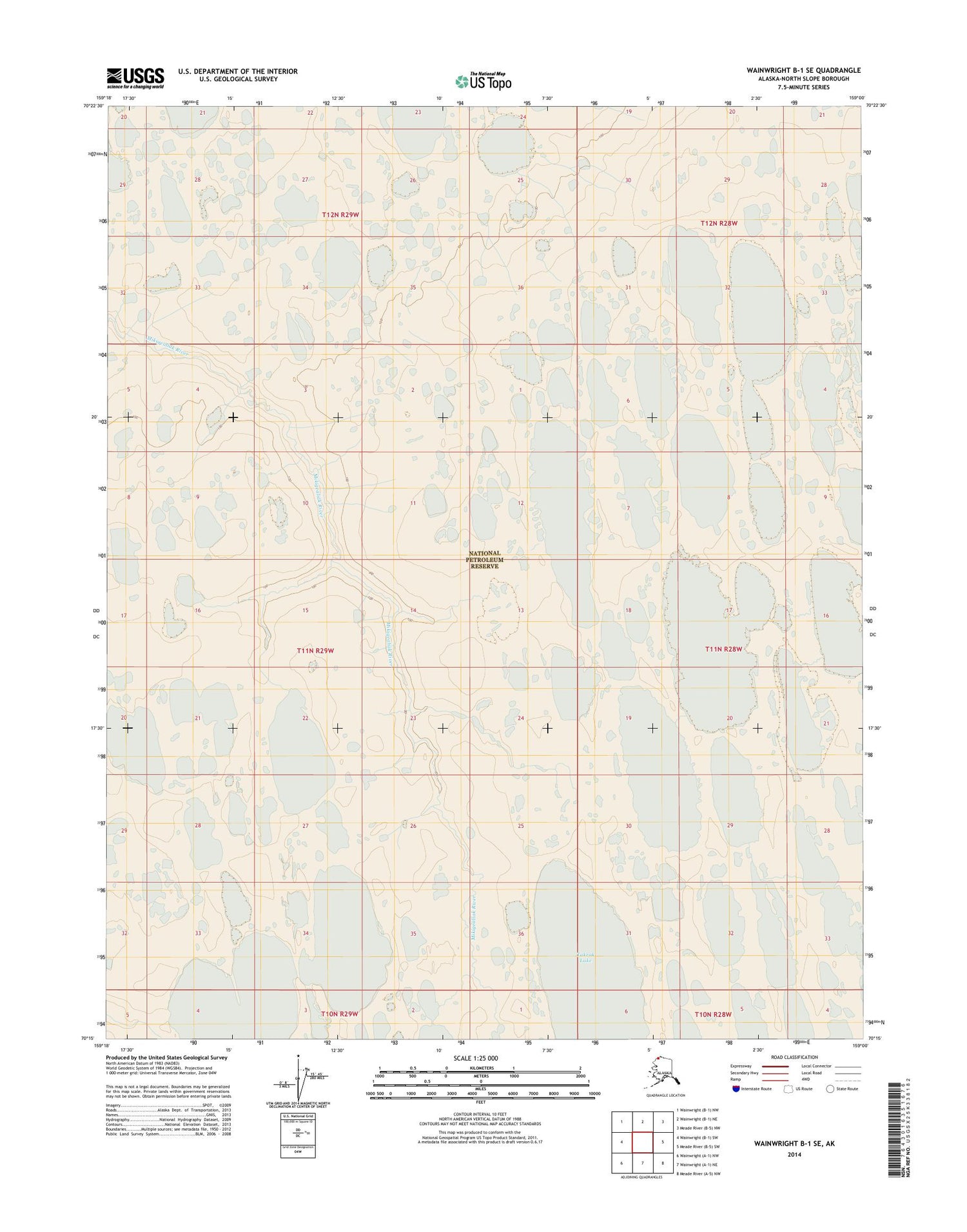 Wainwright B-1 SE Alaska US Topo Map Image