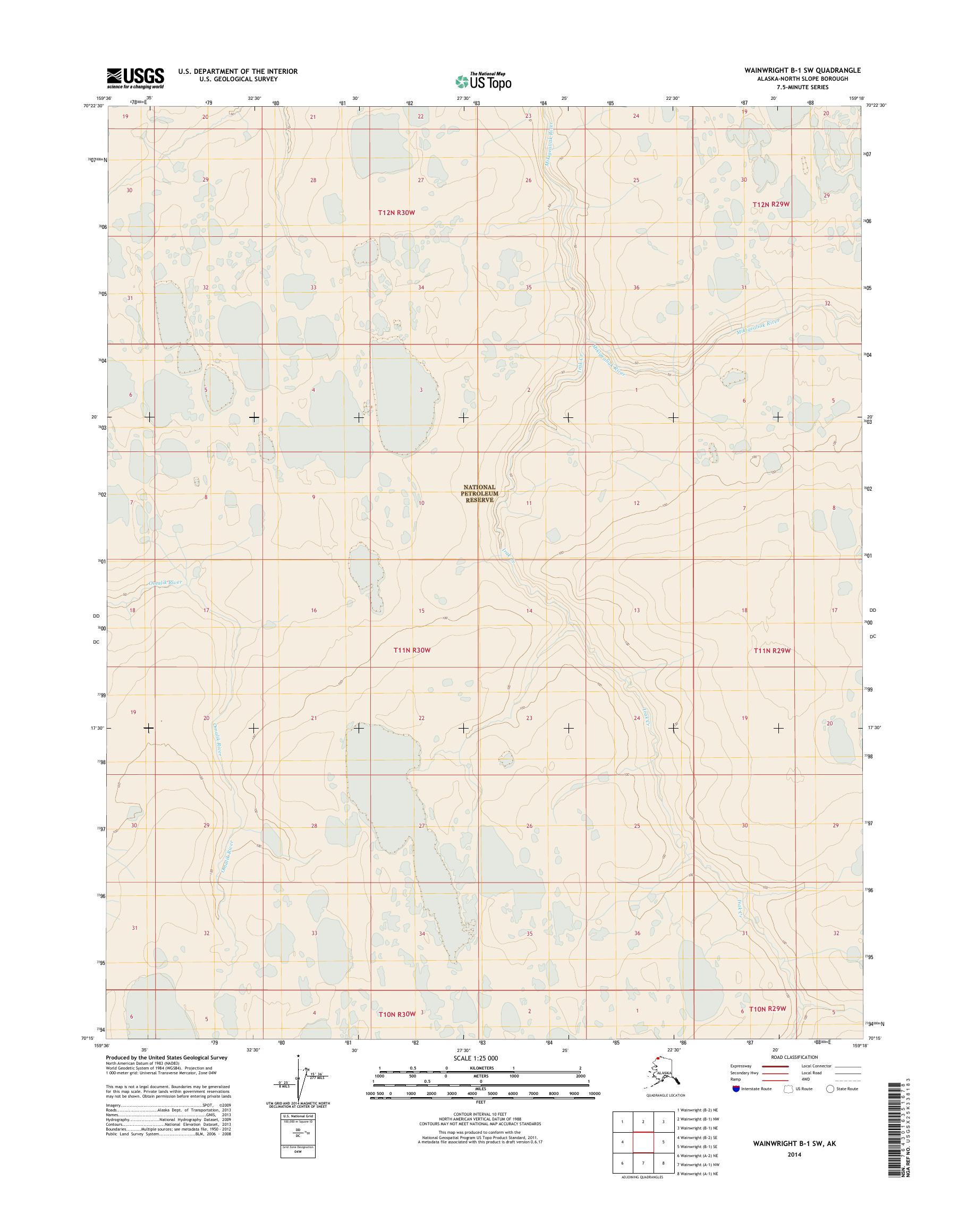 Wainwright B-1 SW Alaska US Topo Map – MyTopo Map Store
