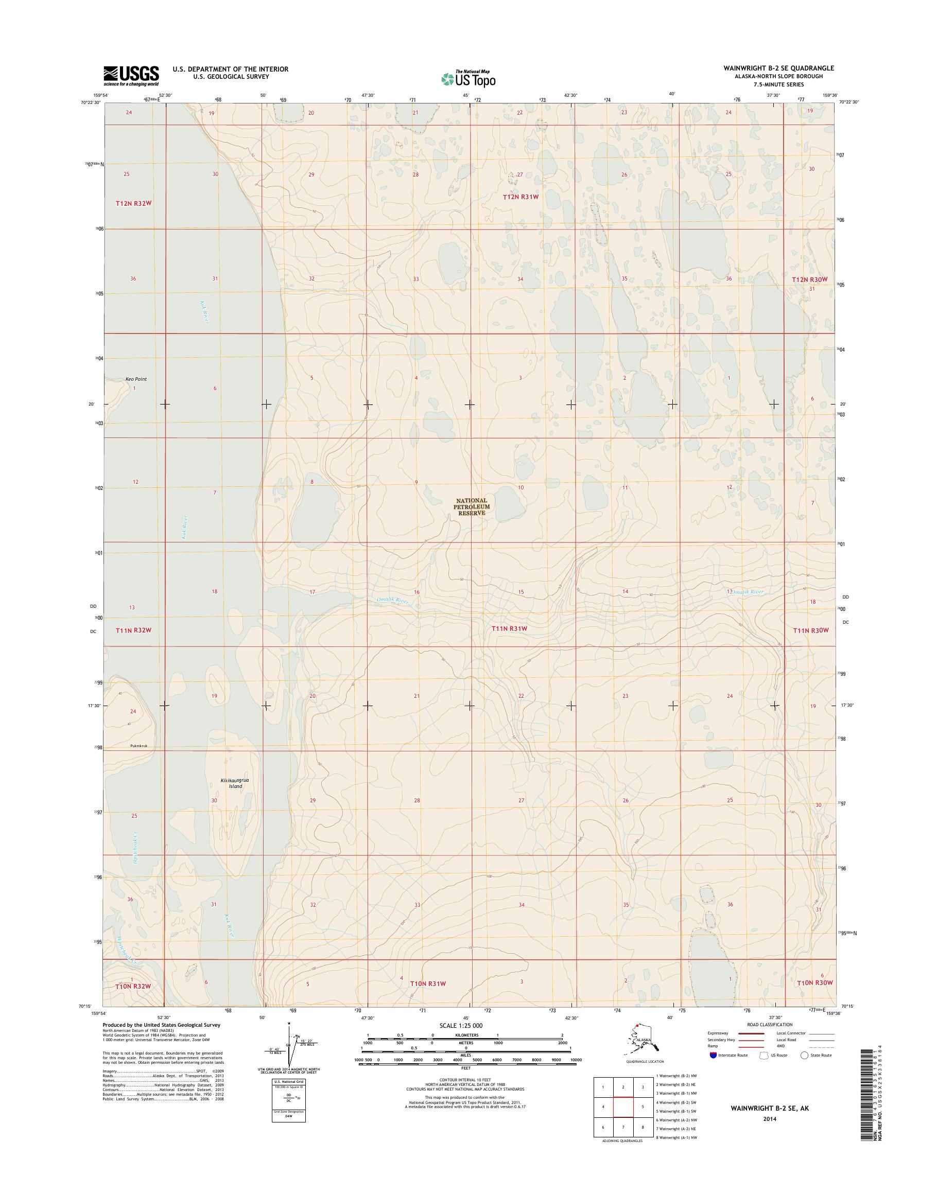 Wainwright B-2 SE Alaska US Topo Map – MyTopo Map Store
