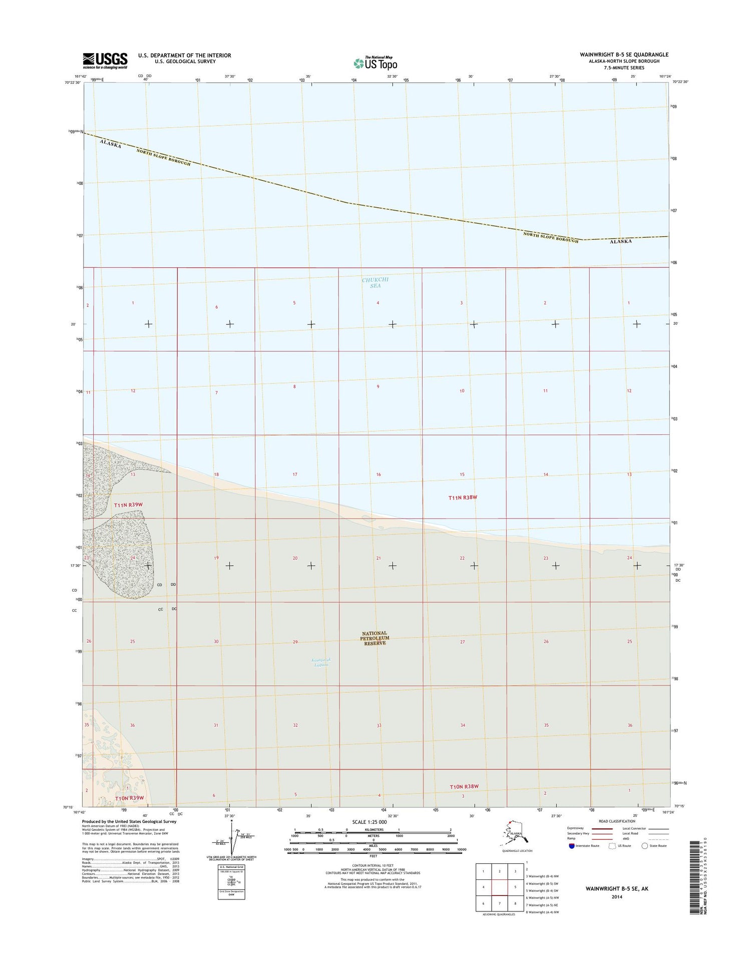 Wainwright B-5 SE Alaska US Topo Map Image