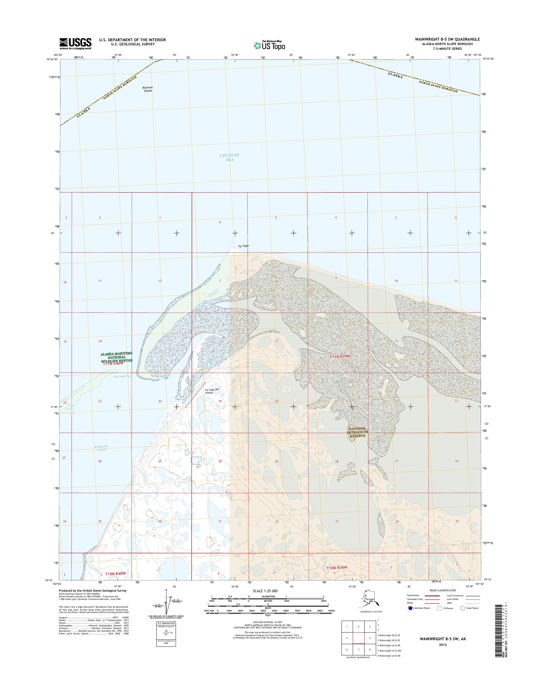 Wainwright B-5 SW Alaska US Topo Map – MyTopo Map Store