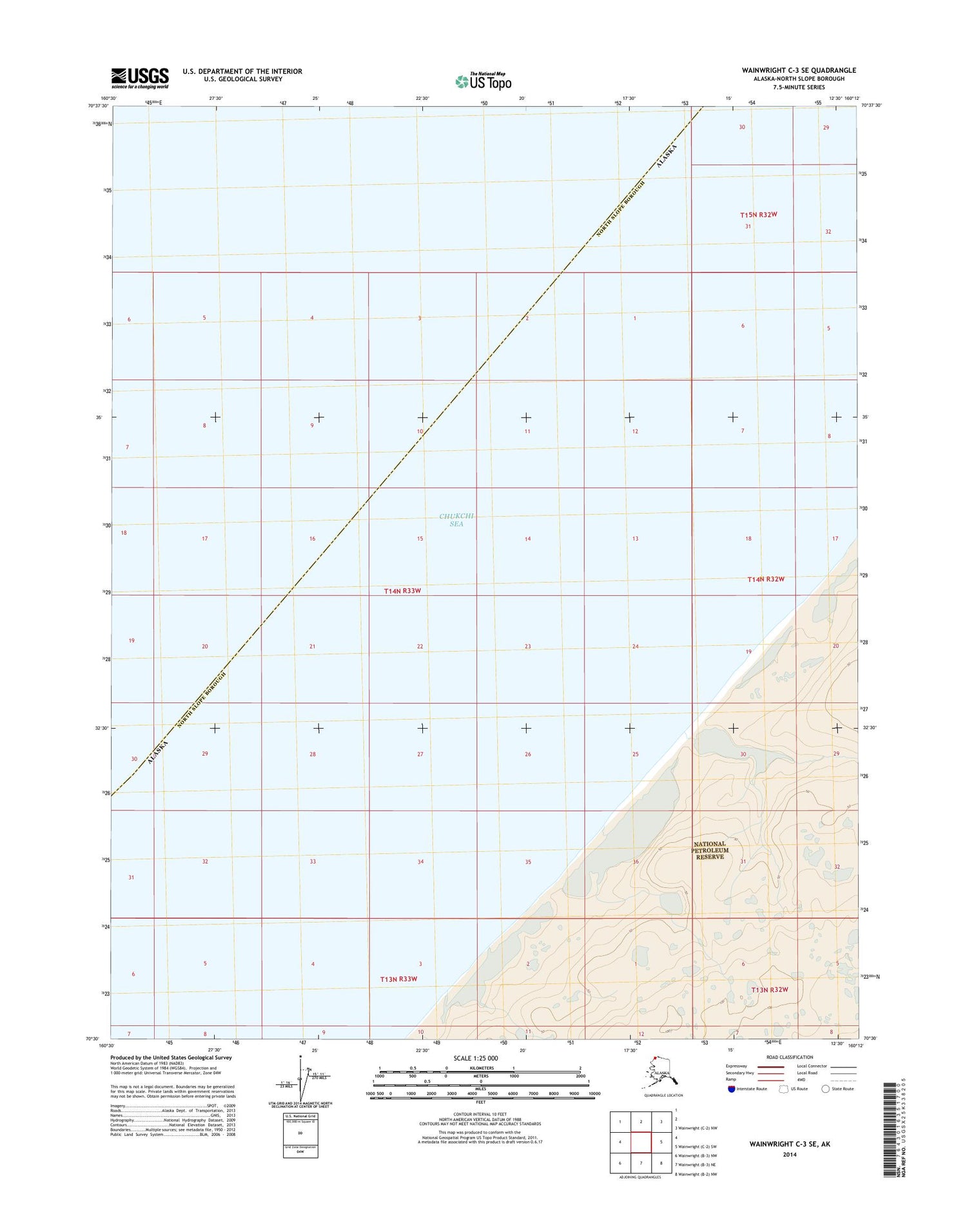Wainwright C-3 SE Alaska US Topo Map Image