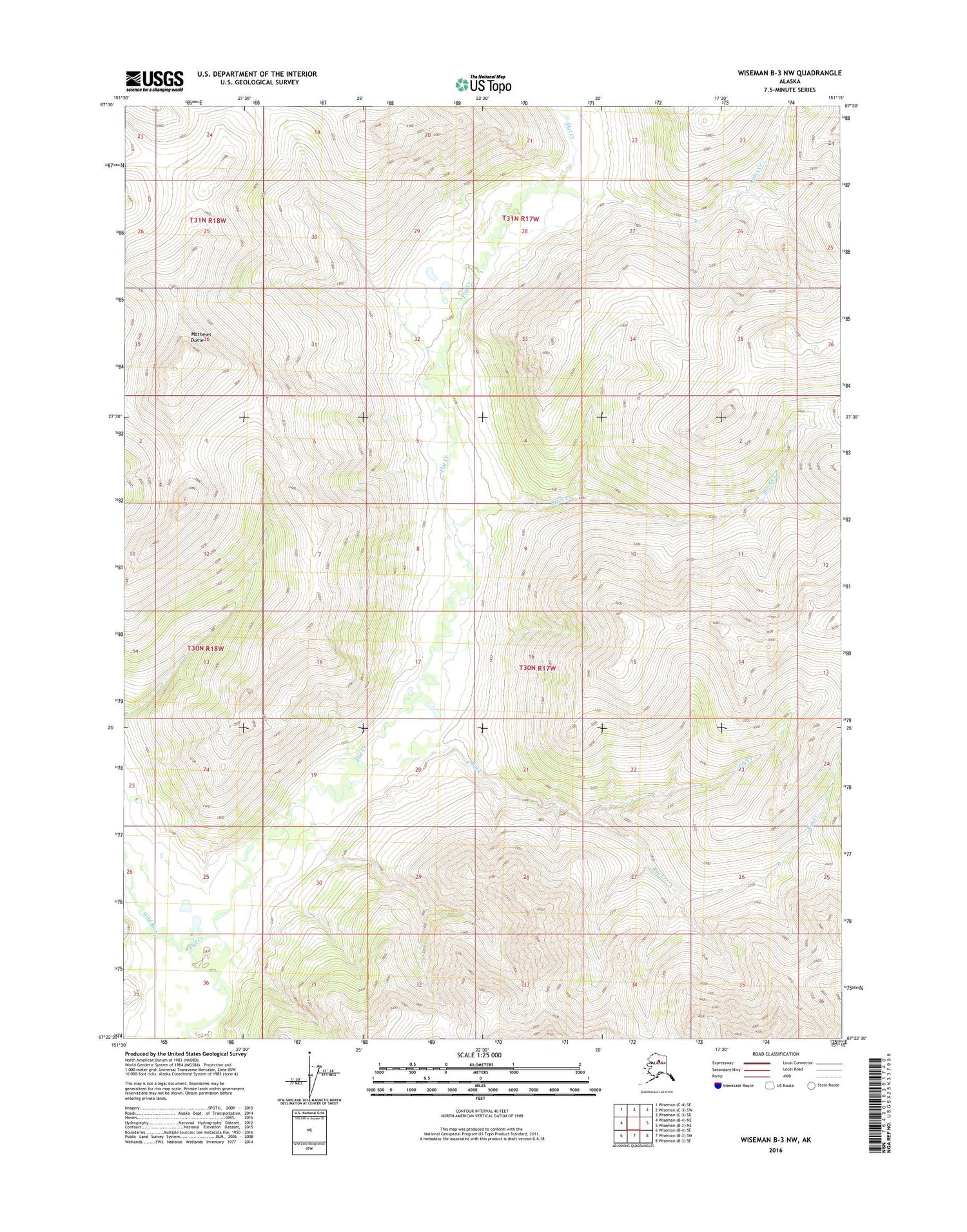 Wiseman B-3 NW Alaska US Topo Map Image