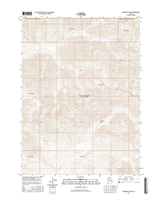 Wiseman D-4 NW Alaska US Topo Map Image
