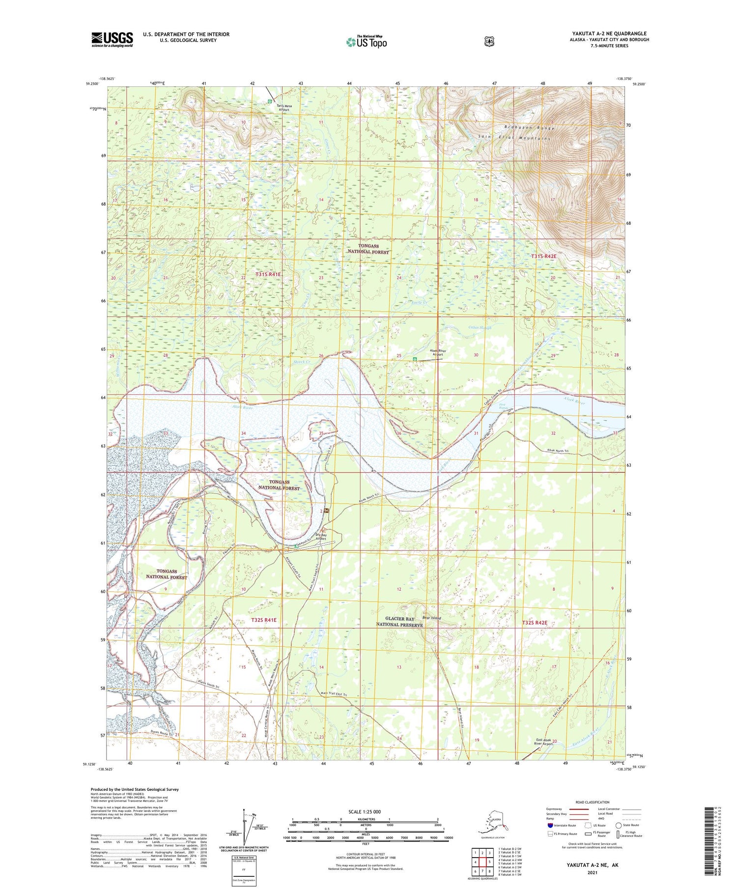 Yakutat A-2 NE Alaska US Topo Map Image