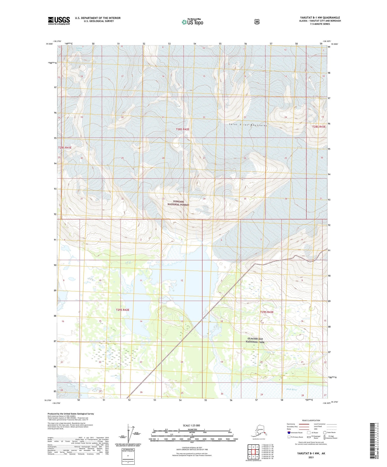 Yakutat B-1 NW Alaska US Topo Map Image