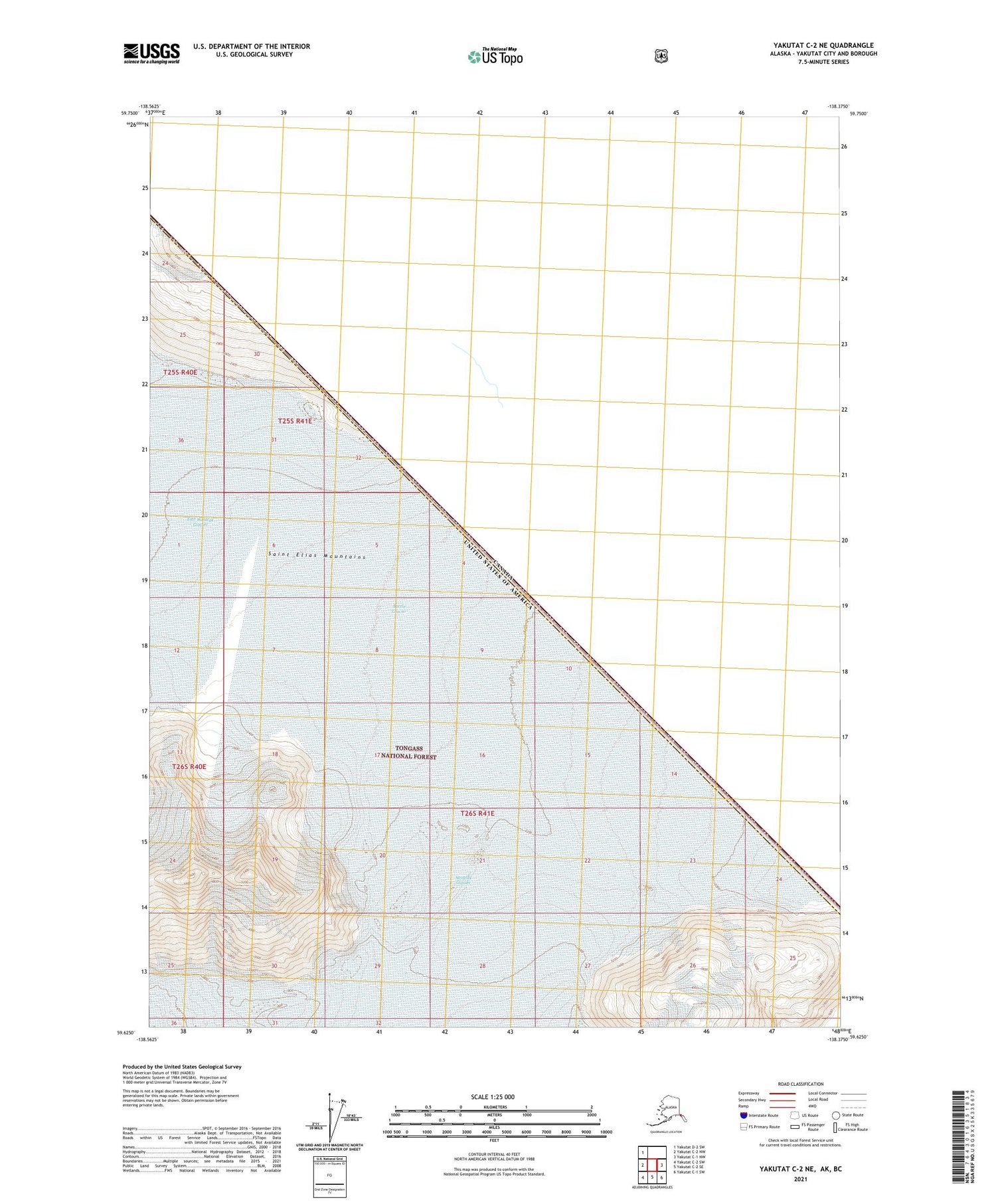 Yakutat C-2 NE Alaska US Topo Map Image