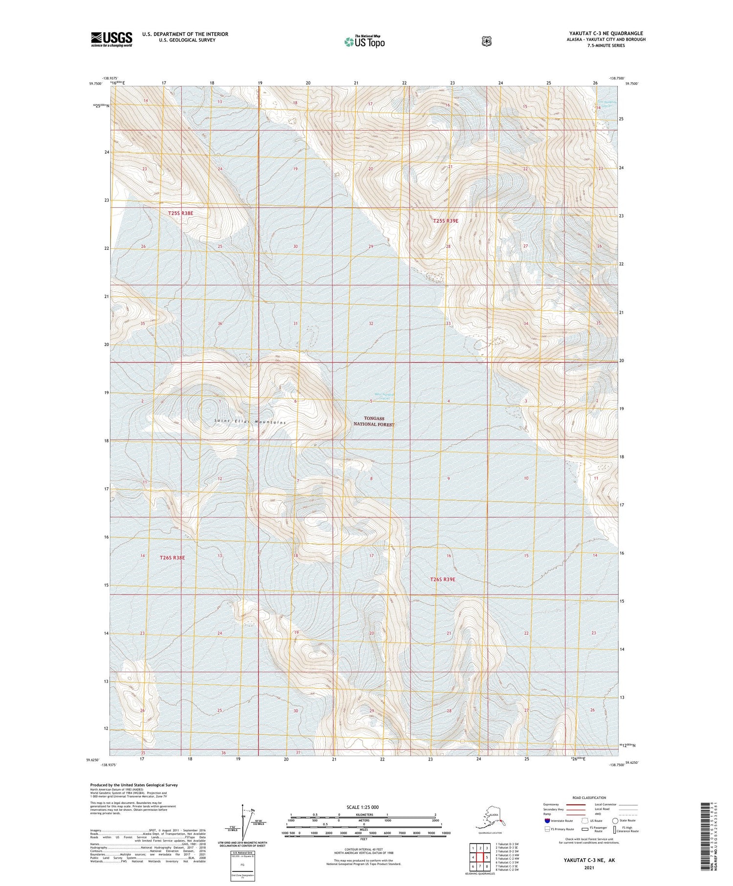 Yakutat C-3 NE Alaska US Topo Map Image