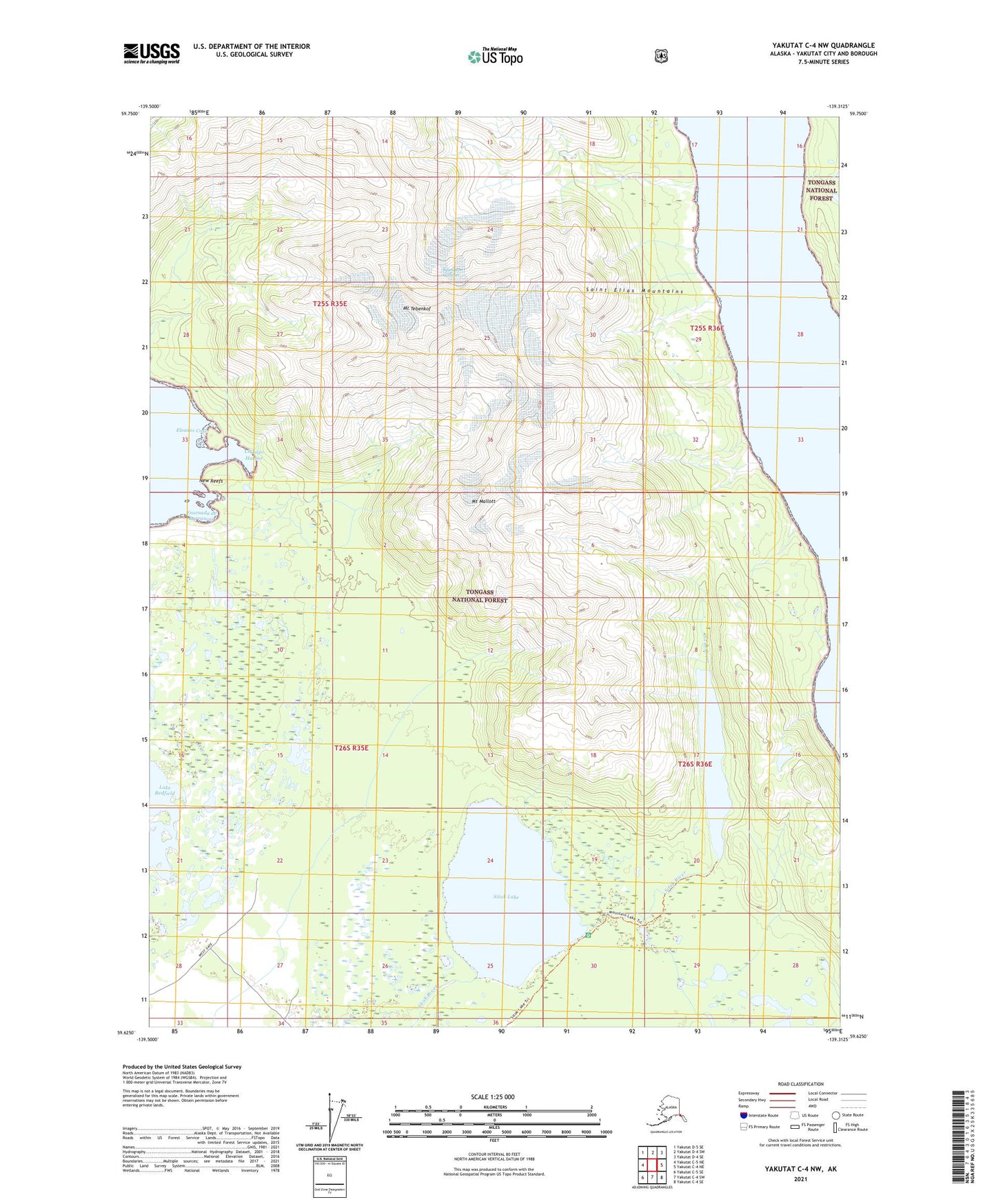 Yakutat C-4 NW Alaska US Topo Map Image