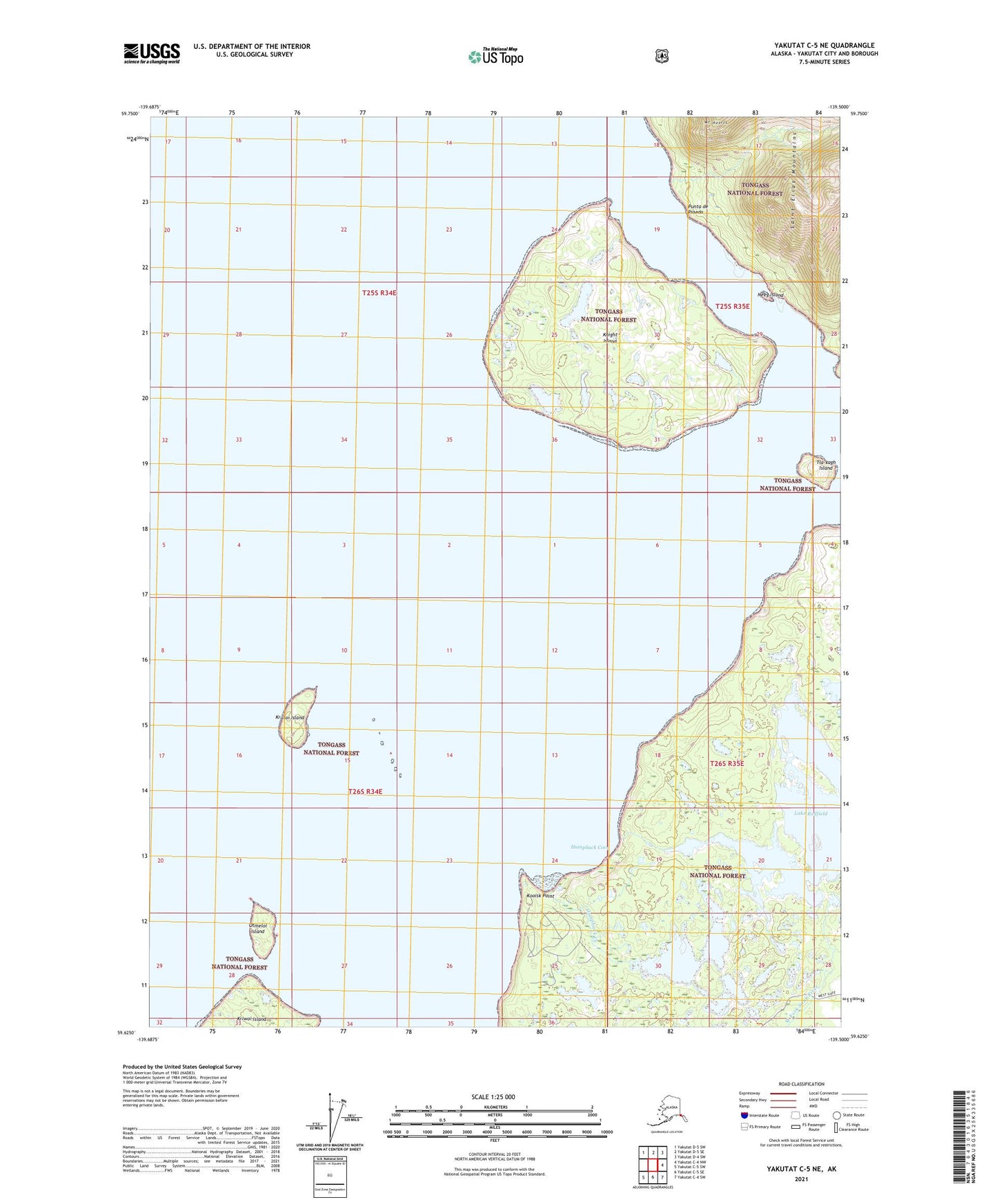 Yakutat C-5 NE Alaska US Topo Map Image