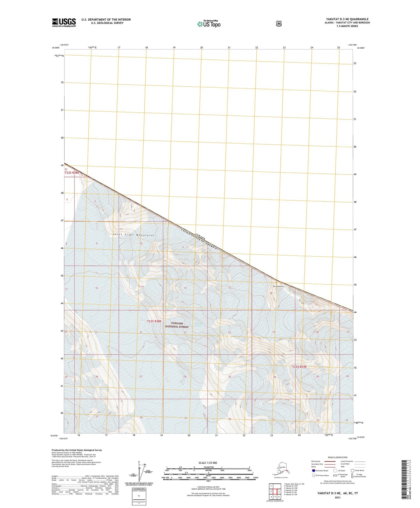 Yakutat D-3 NE Alaska US Topo Map Image