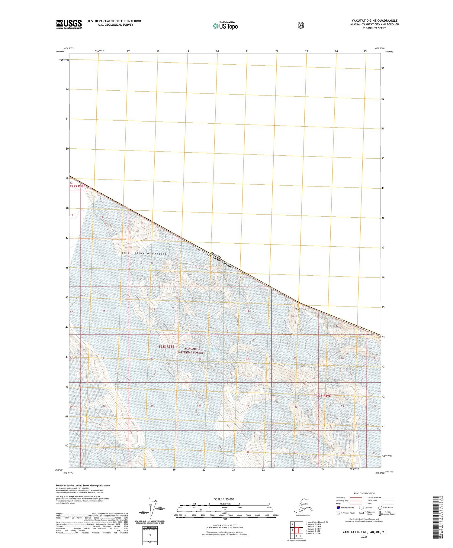 Yakutat D-3 NE Alaska US Topo Map Image