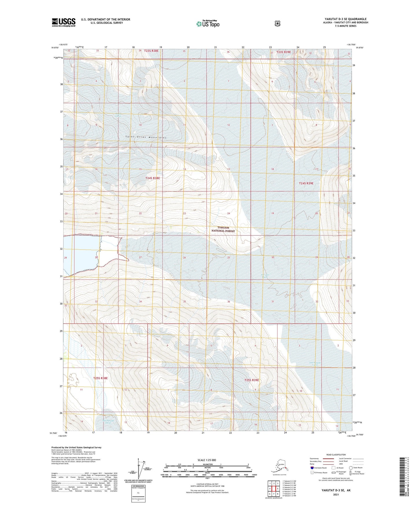 Yakutat D-3 SE Alaska US Topo Map Image