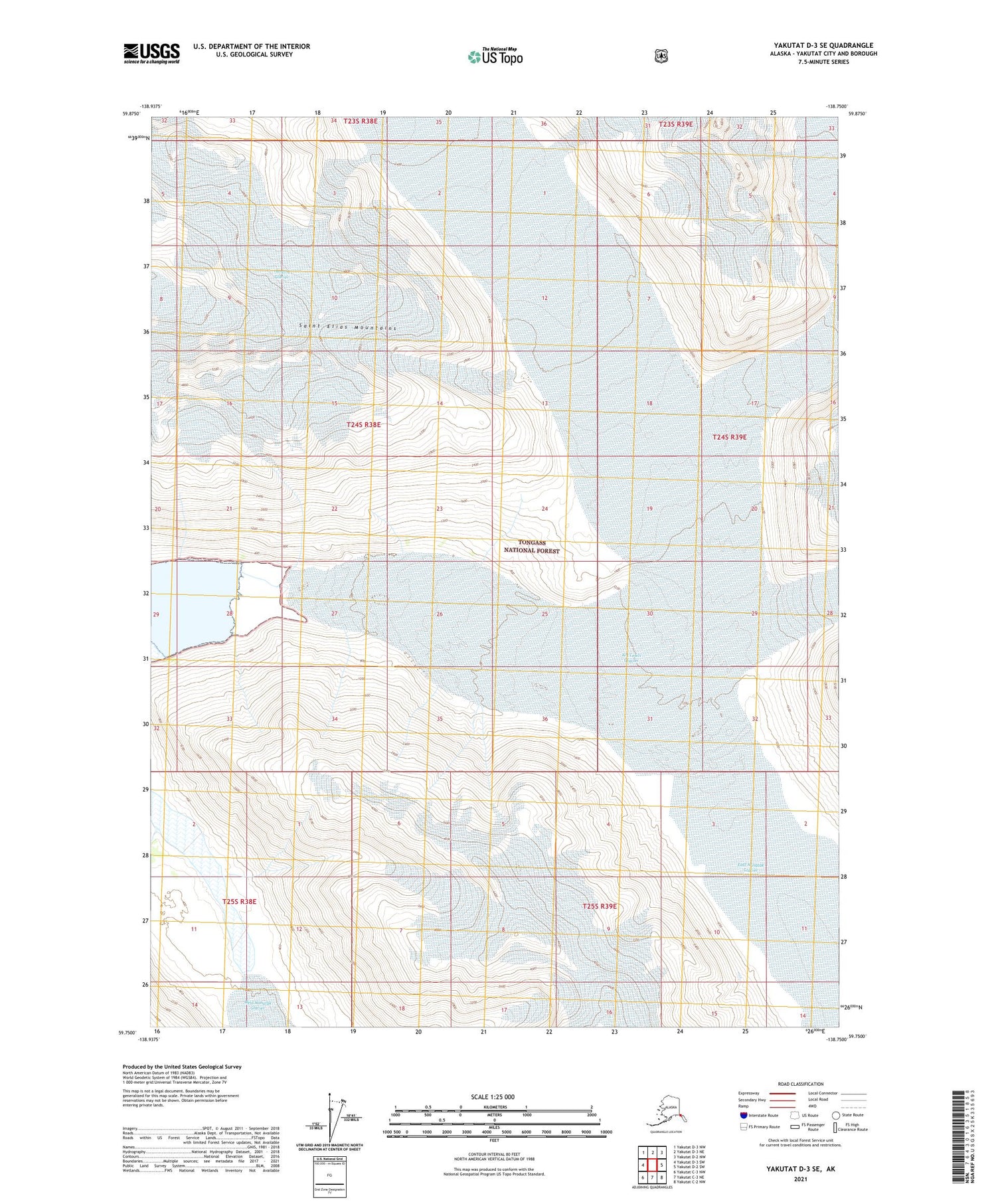 Yakutat D-3 SE Alaska US Topo Map Image