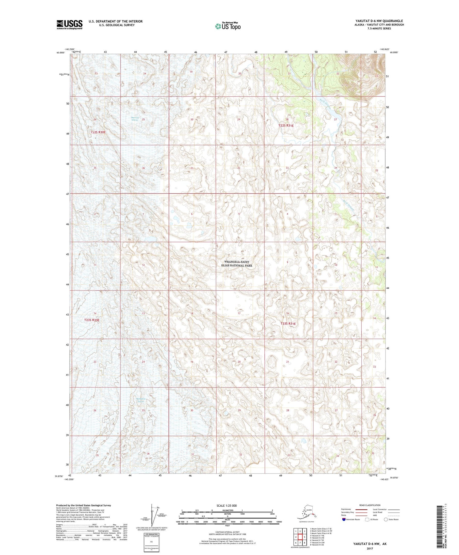 Yakutat D-6 NW Alaska US Topo Map Image