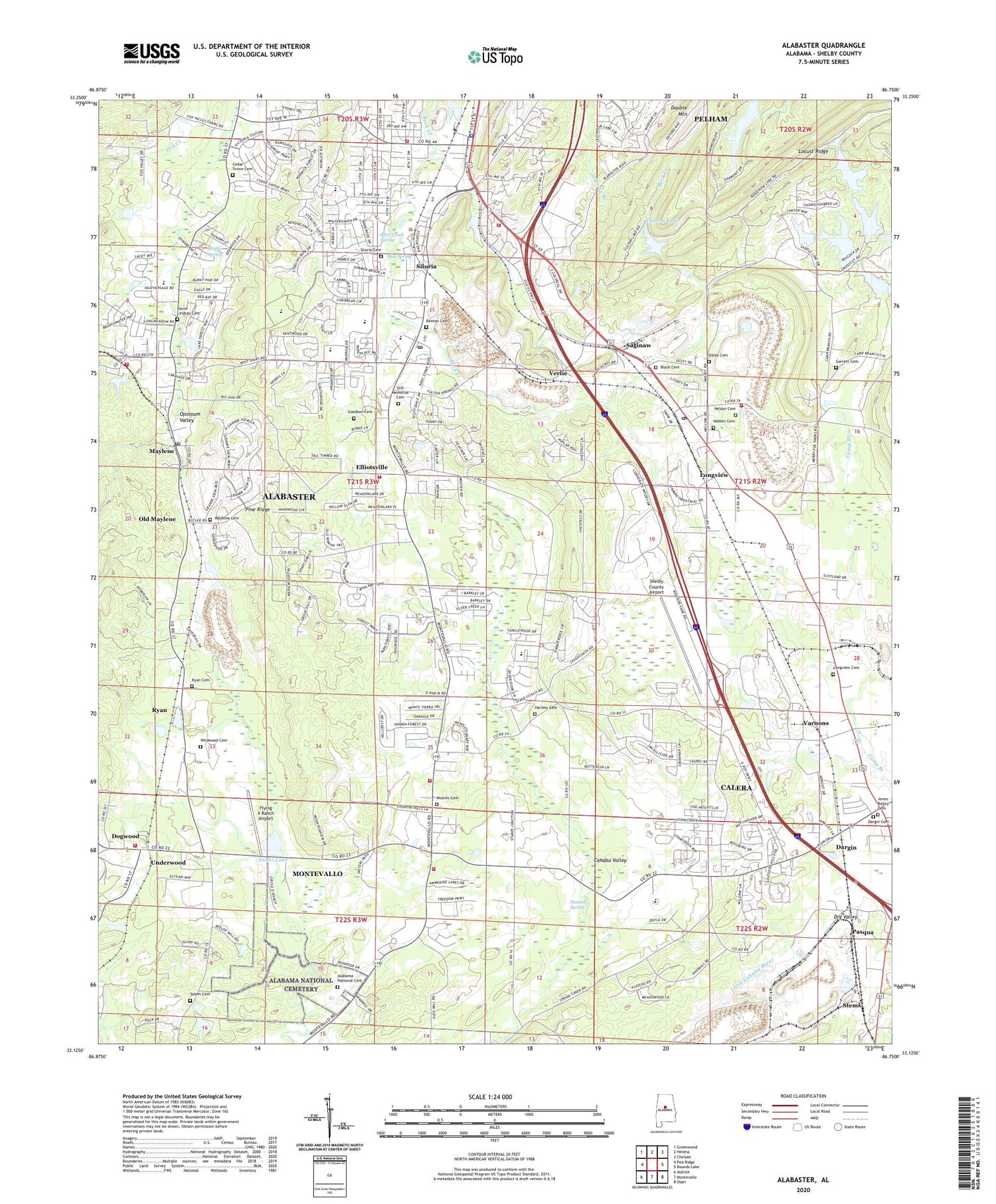 Alabaster Alabama US Topo Map Image