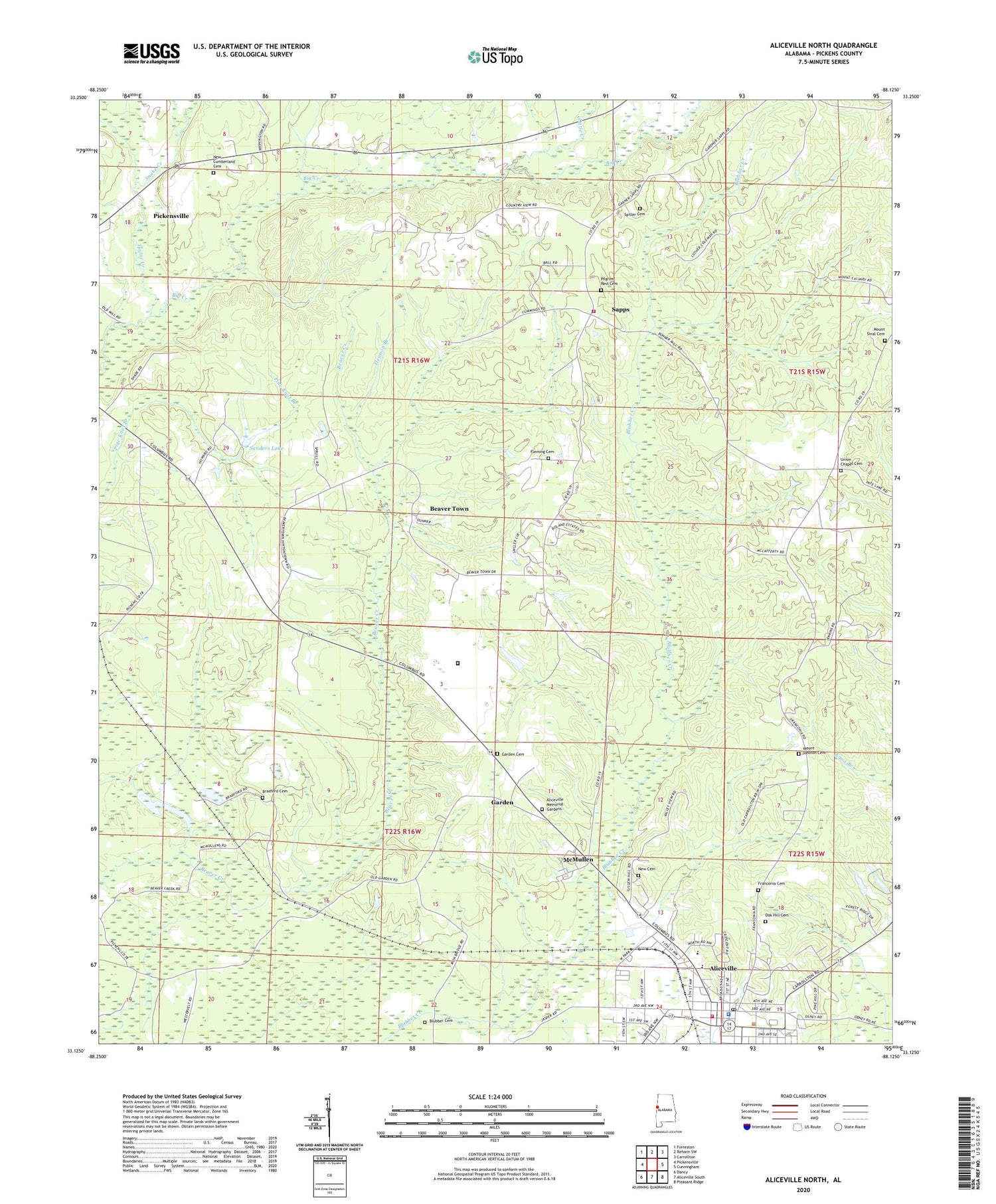 Aliceville North Alabama US Topo Map Image