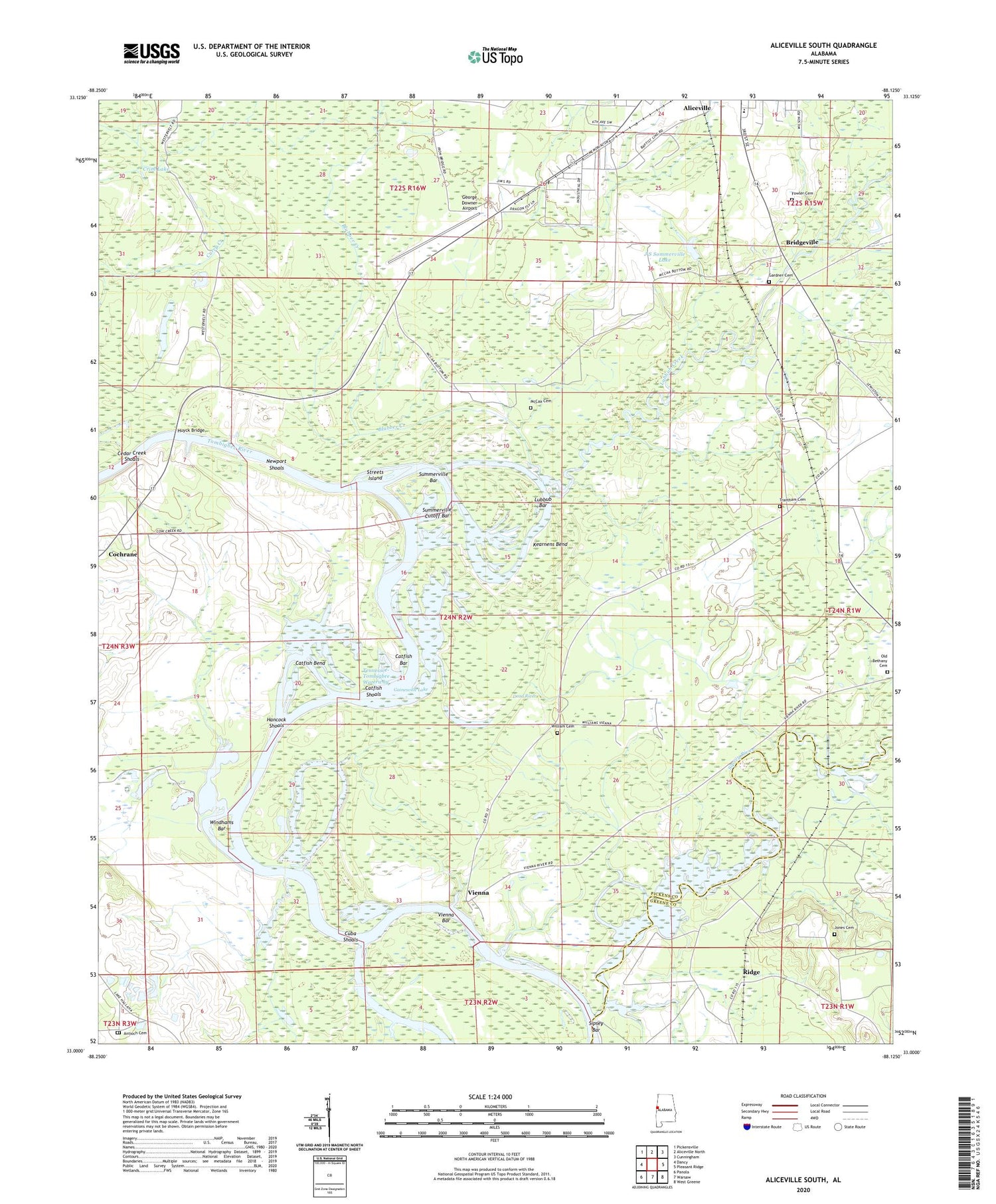Aliceville South Alabama US Topo Map Image
