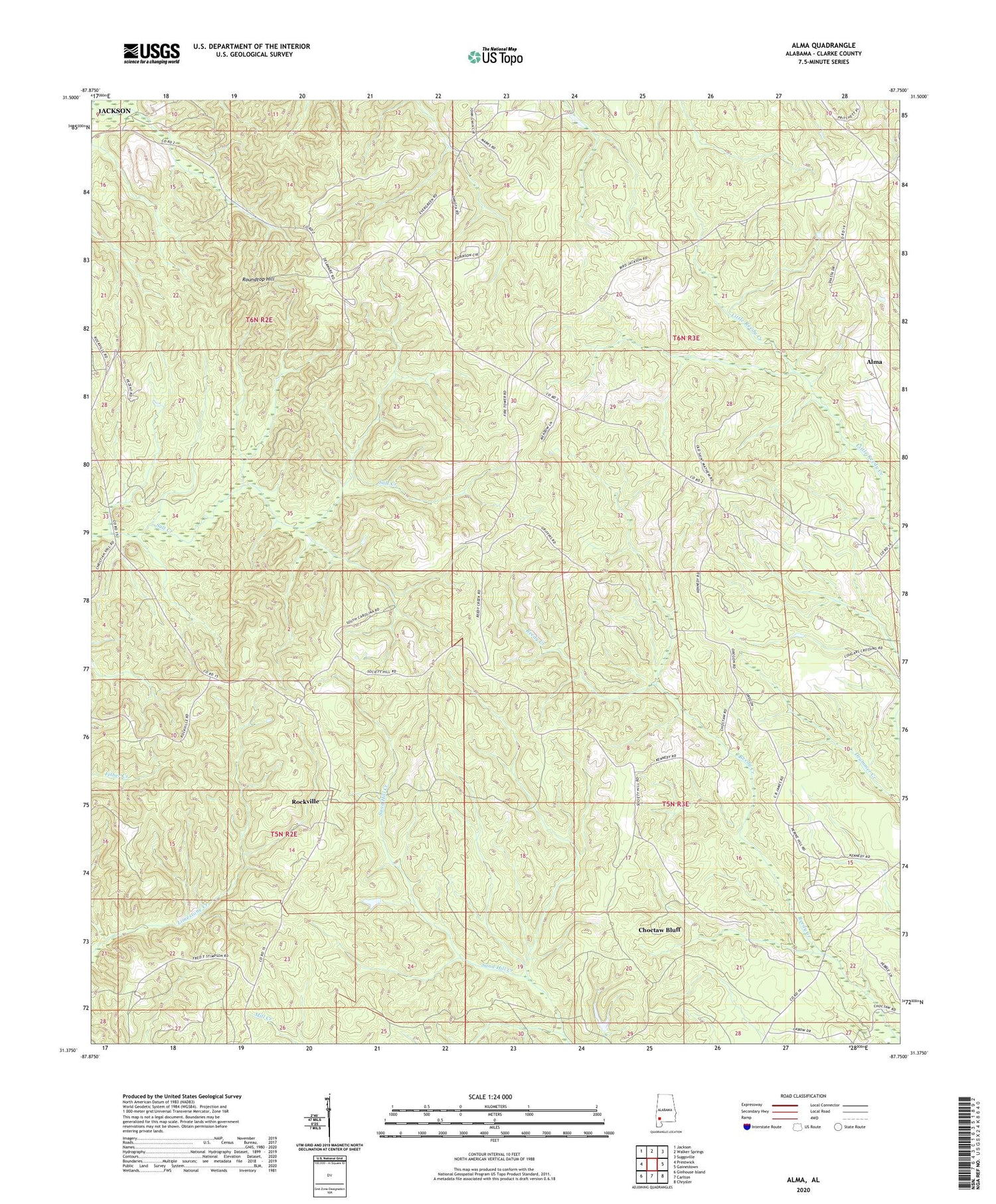 Alma Alabama US Topo Map Image
