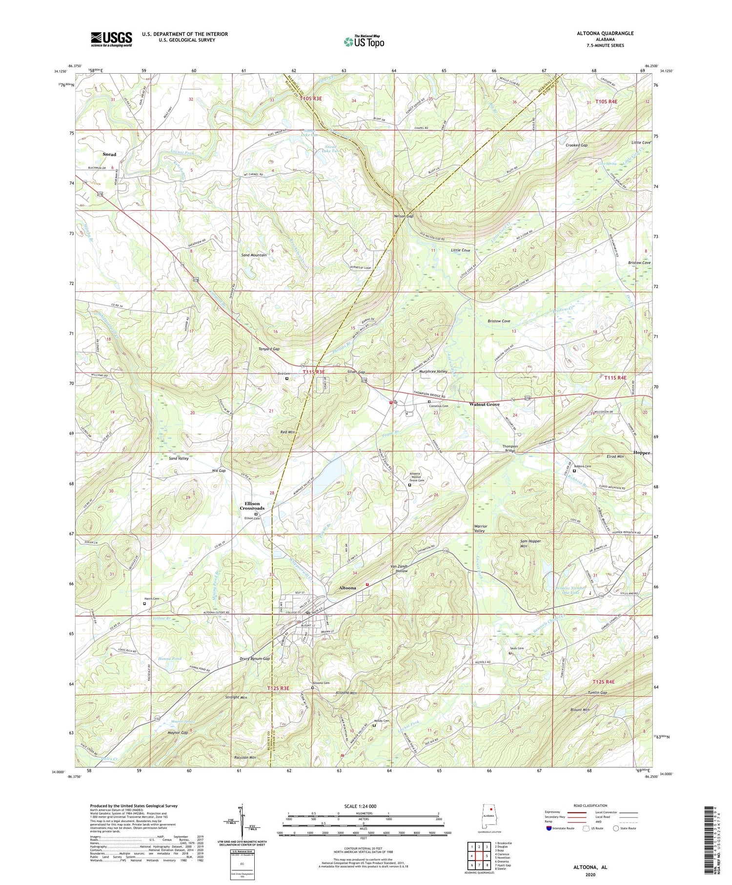 Altoona Alabama US Topo Map Image
