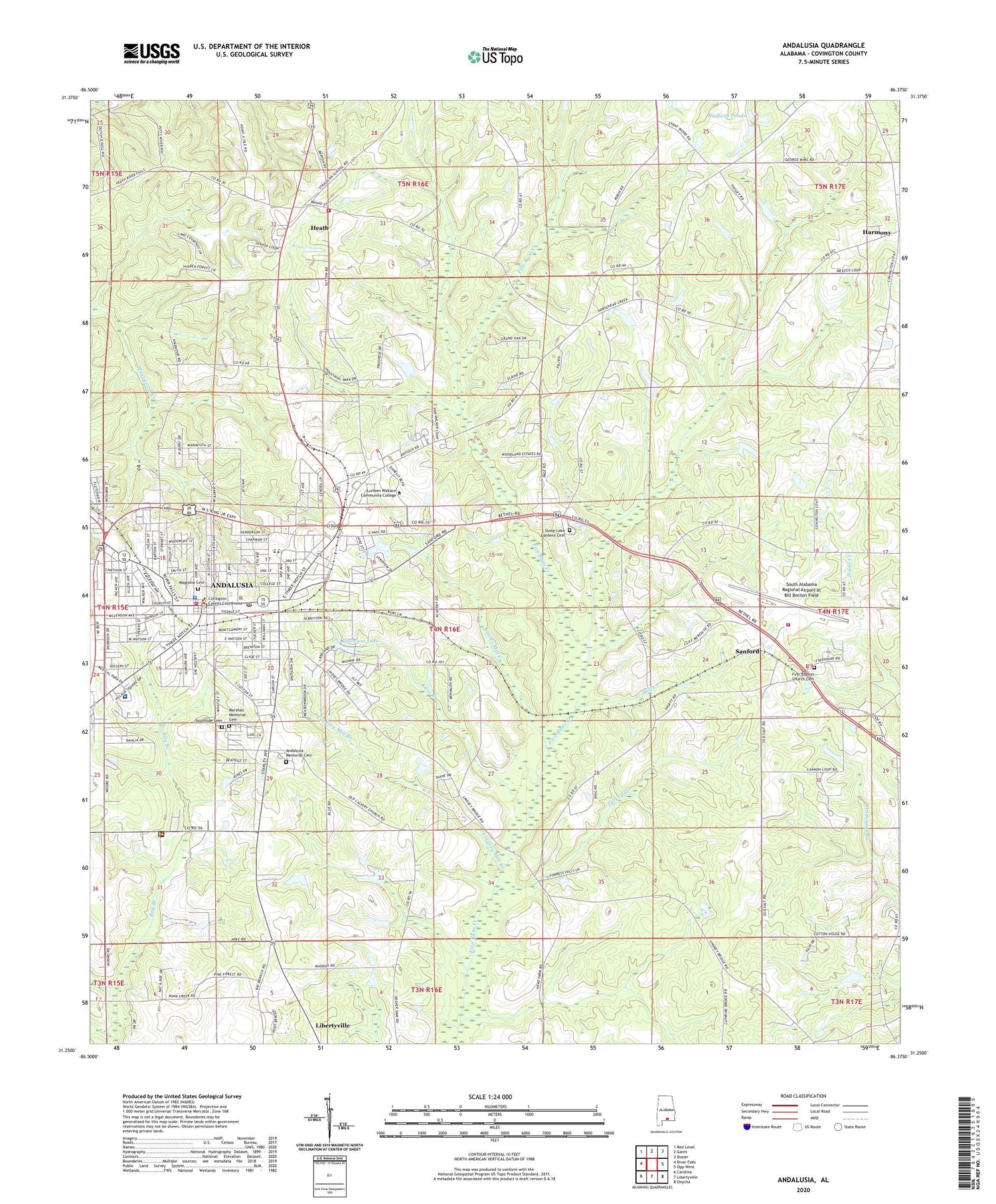 Andalusia Alabama US Topo Map Image