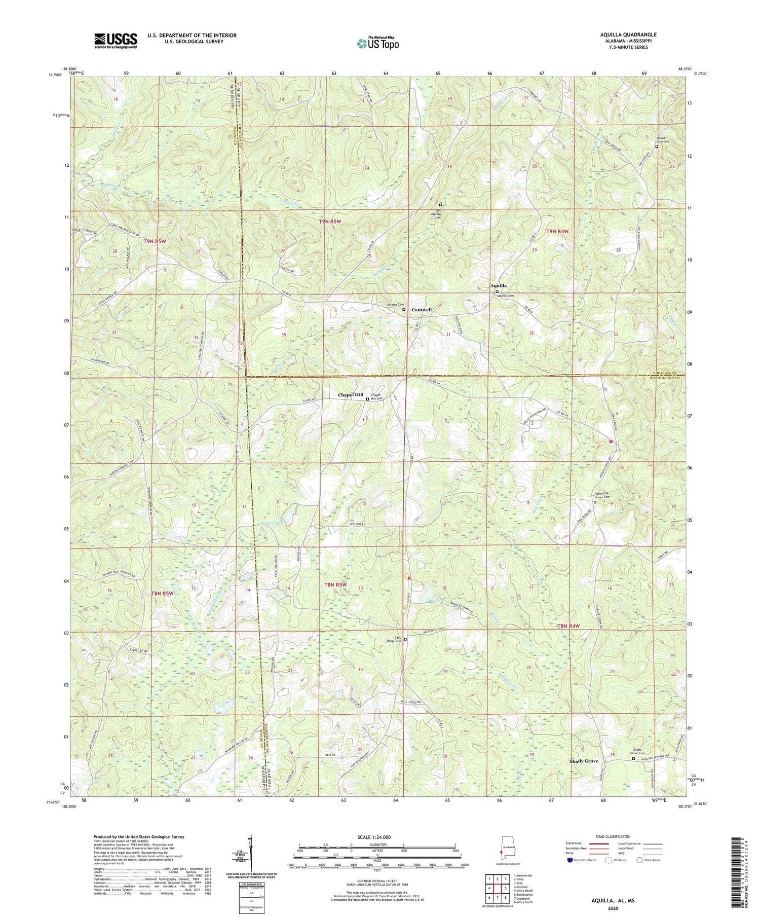 Aquilla Alabama US Topo Map Image