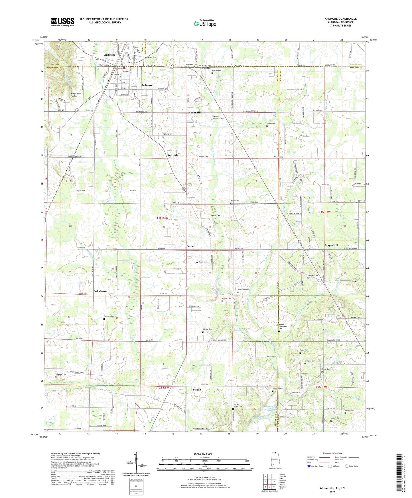 Ardmore Alabama US Topo Map Image