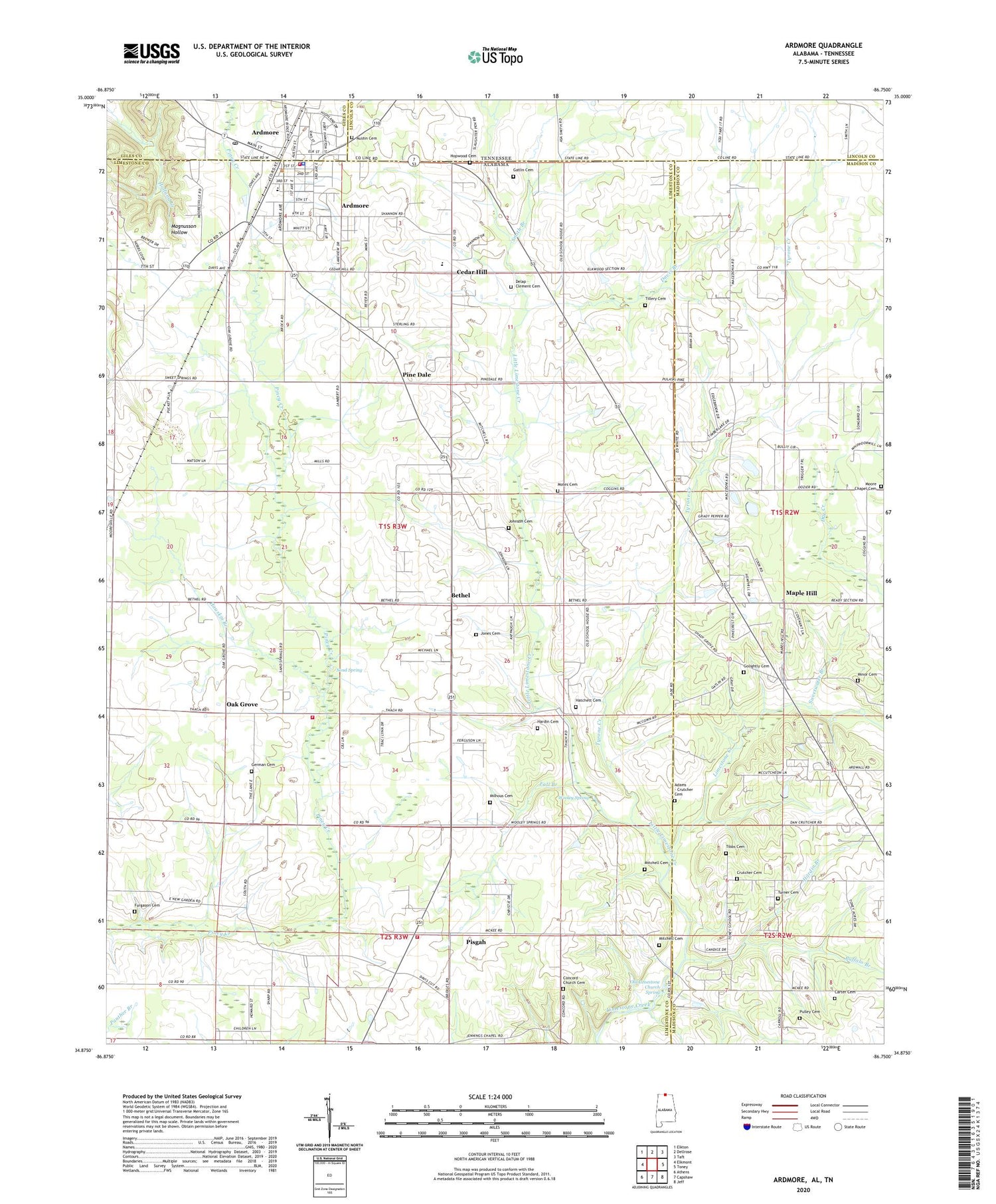 Ardmore Alabama US Topo Map Image
