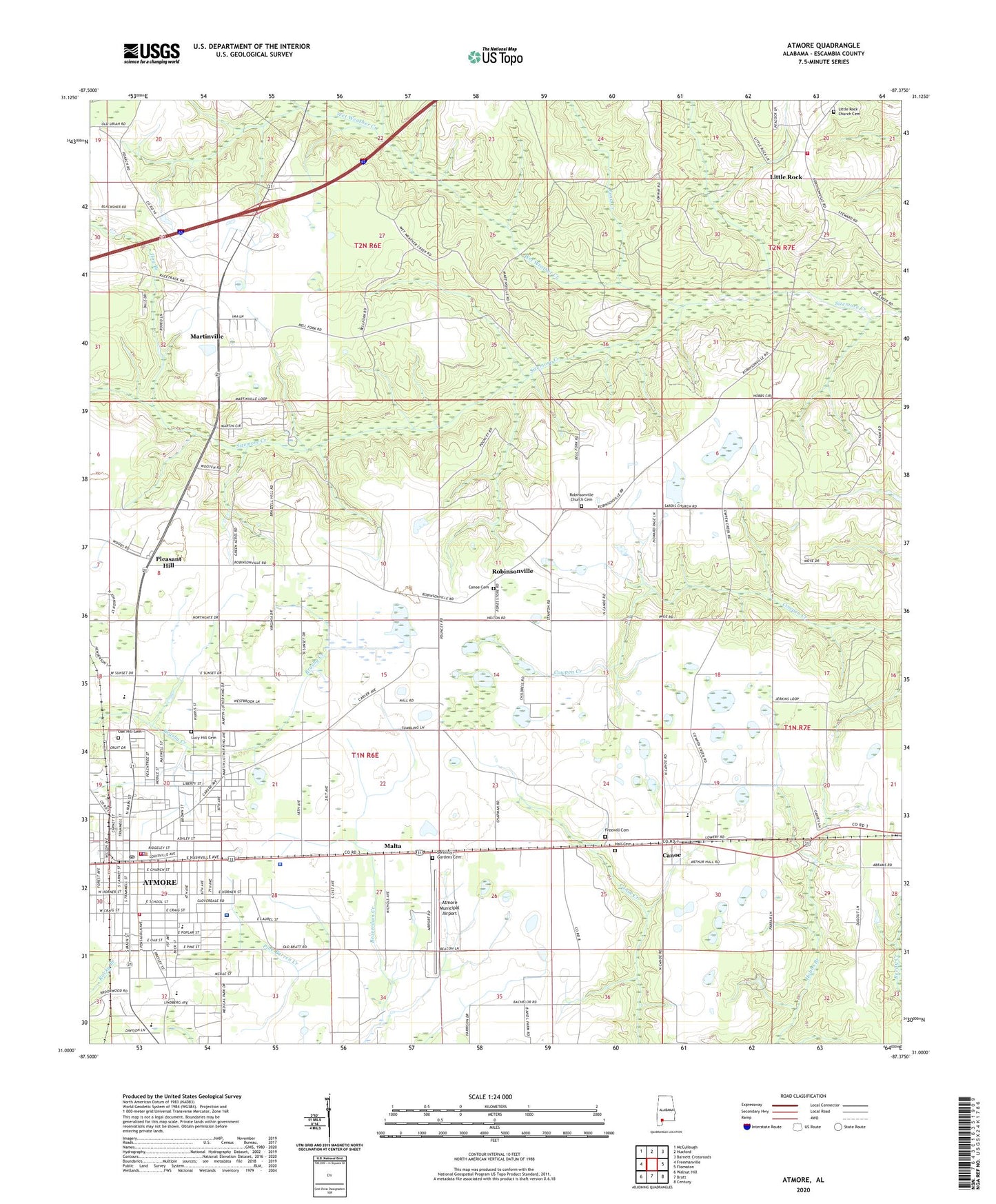 Atmore Alabama US Topo Map Image