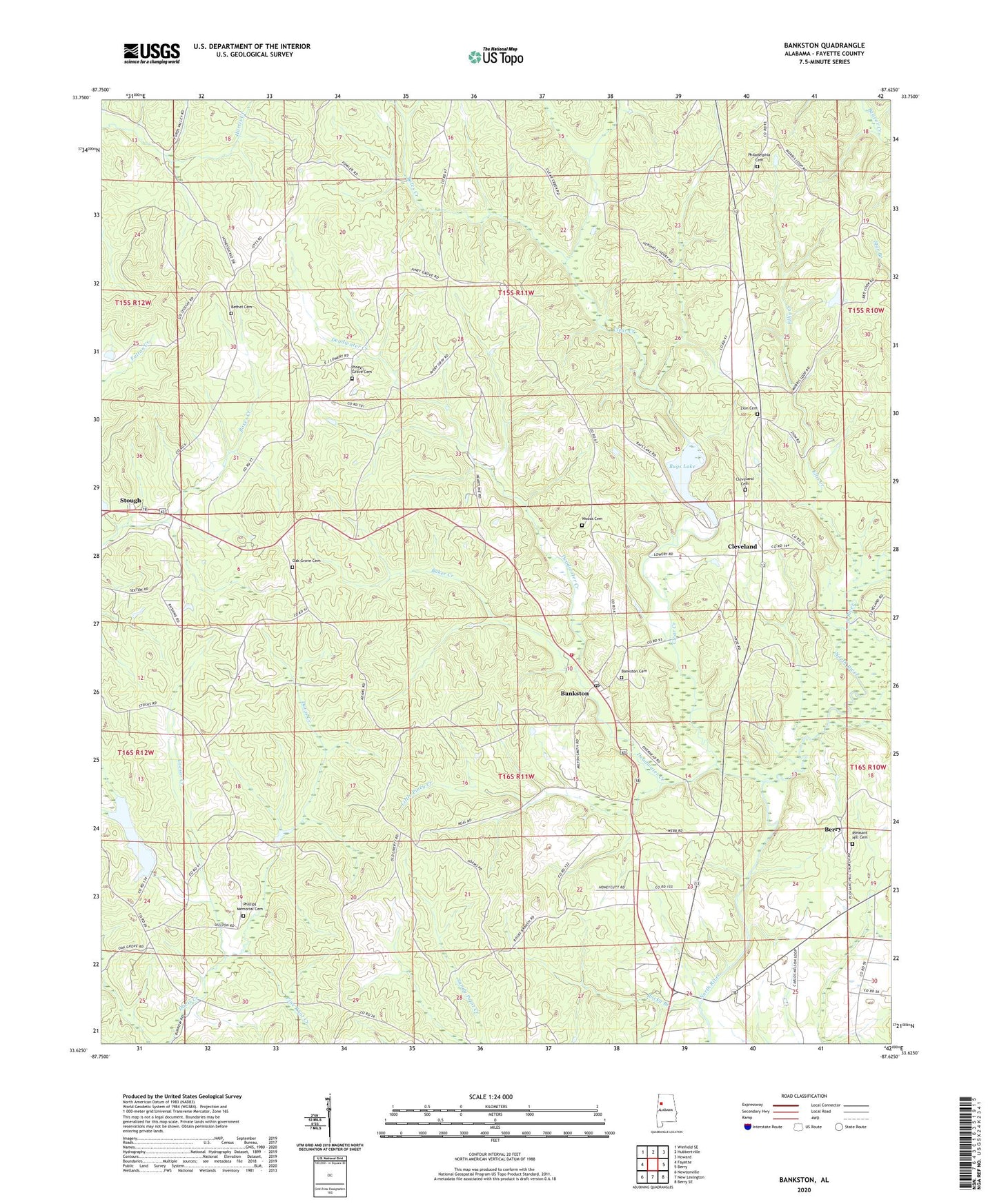 Bankston Alabama US Topo Map Image