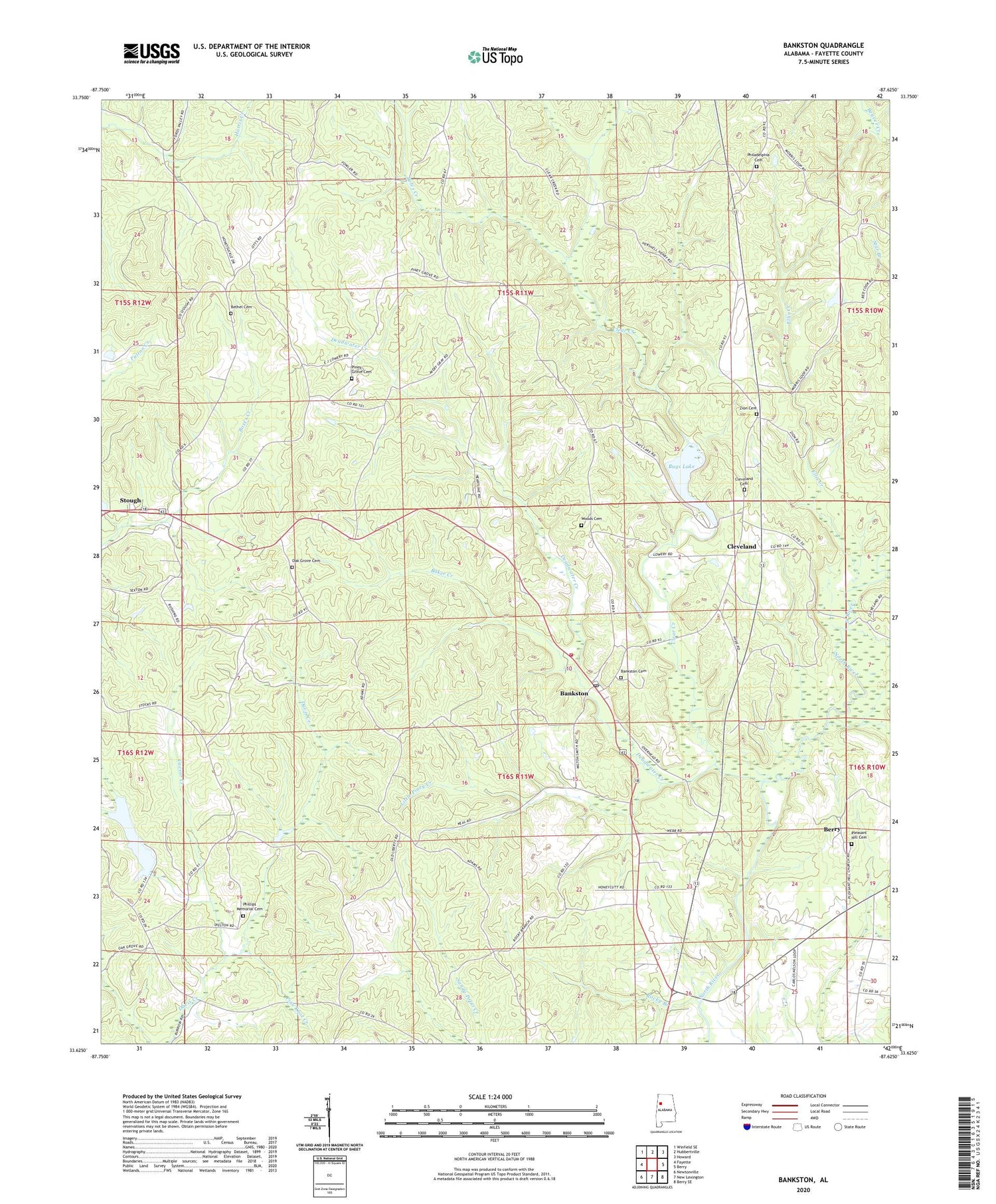 Bankston Alabama US Topo Map Image