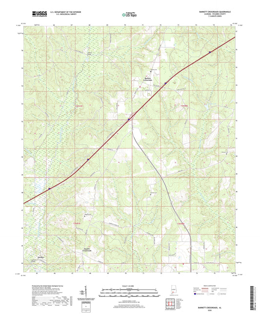 Barnett Crossroads Alabama US Topo Map Image