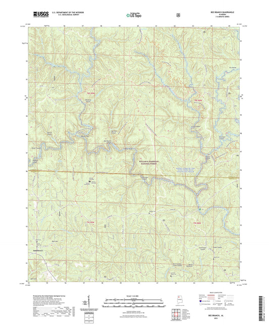 Bee Branch Alabama US Topo Map Image
