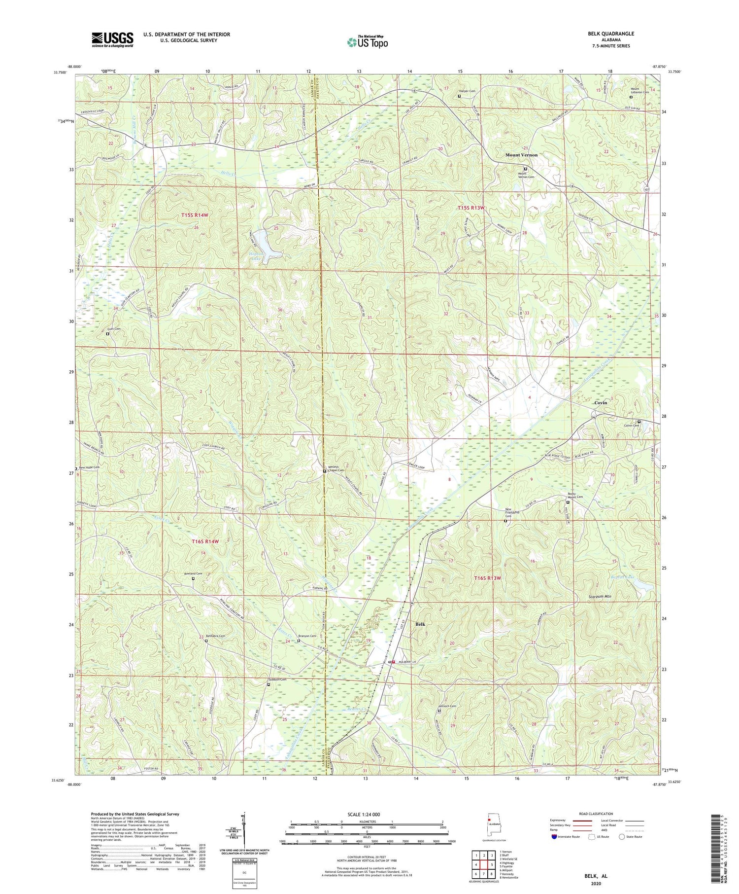 Belk Alabama US Topo Map Image