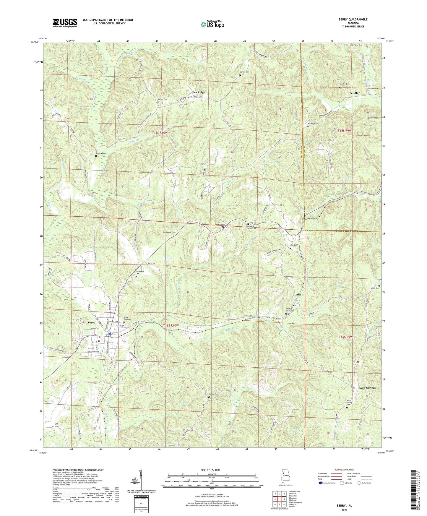 Berry Alabama US Topo Map Image