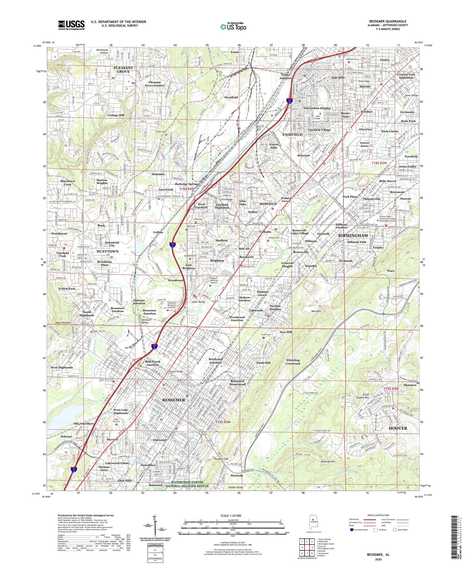 Bessemer Alabama US Topo Map Image