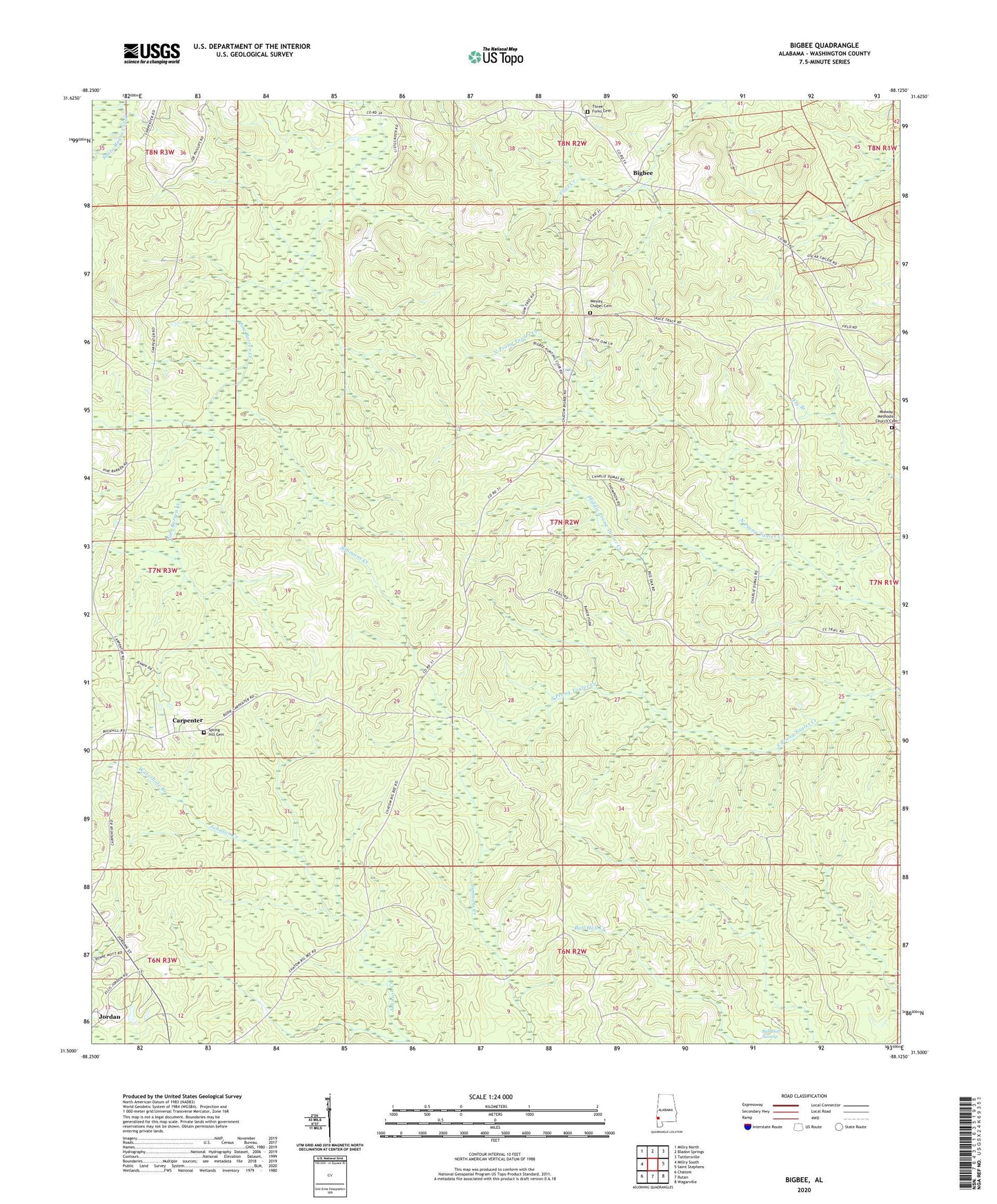 Bigbee Alabama US Topo Map Image