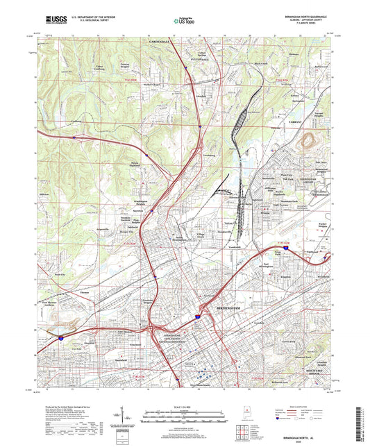 Birmingham North Alabama US Topo Map Image