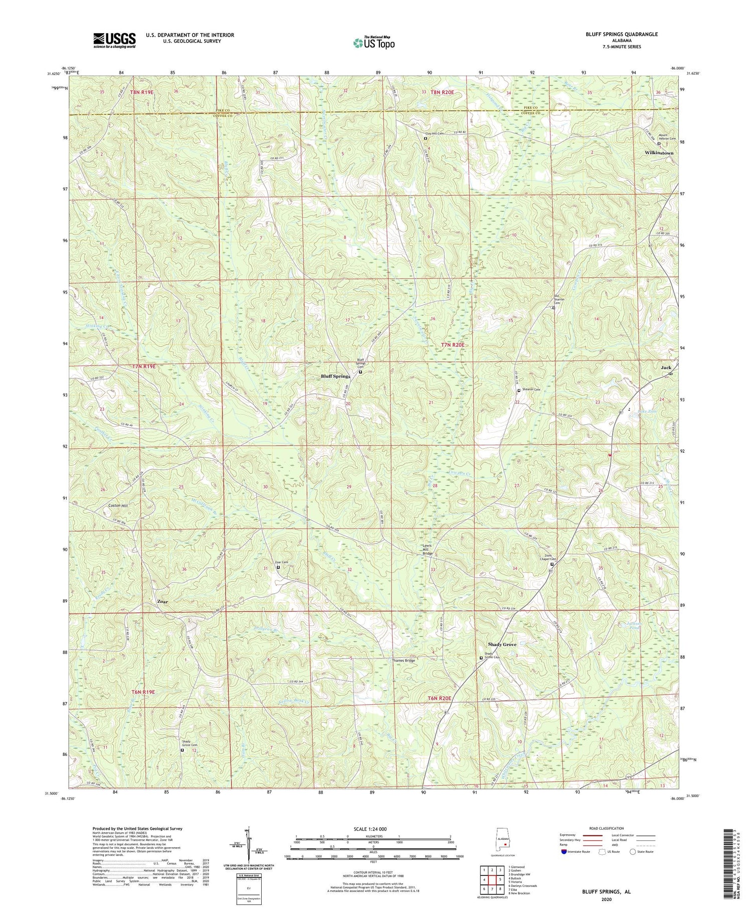 Bluff Springs Alabama US Topo Map Image