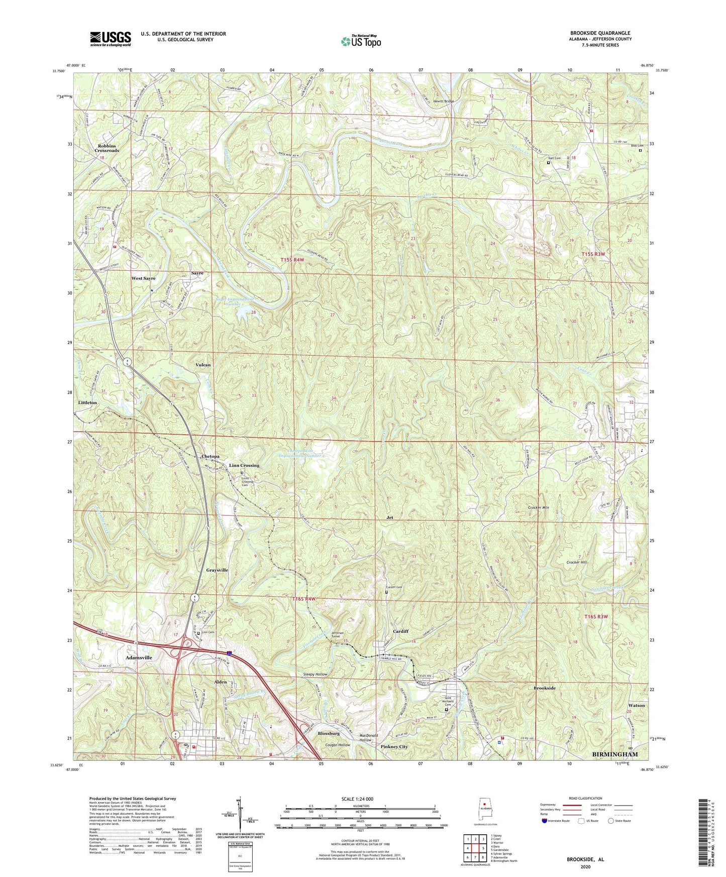 Brookside Alabama US Topo Map Image