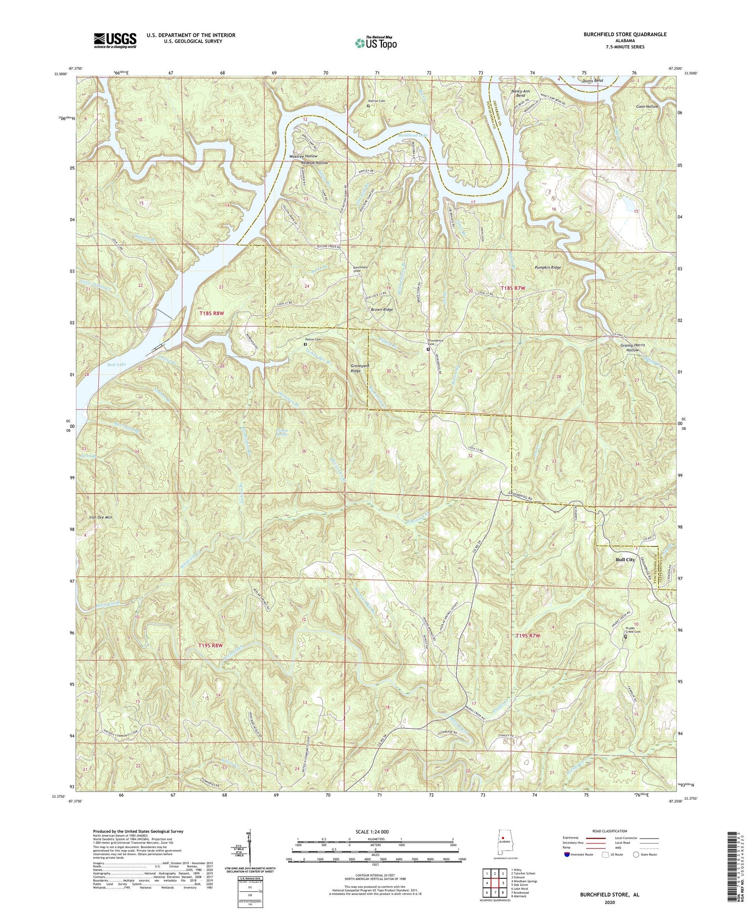 Burchfield Store Alabama US Topo Map Image