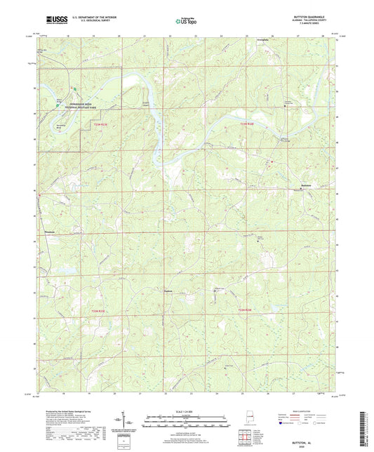Buttston Alabama US Topo Map Image
