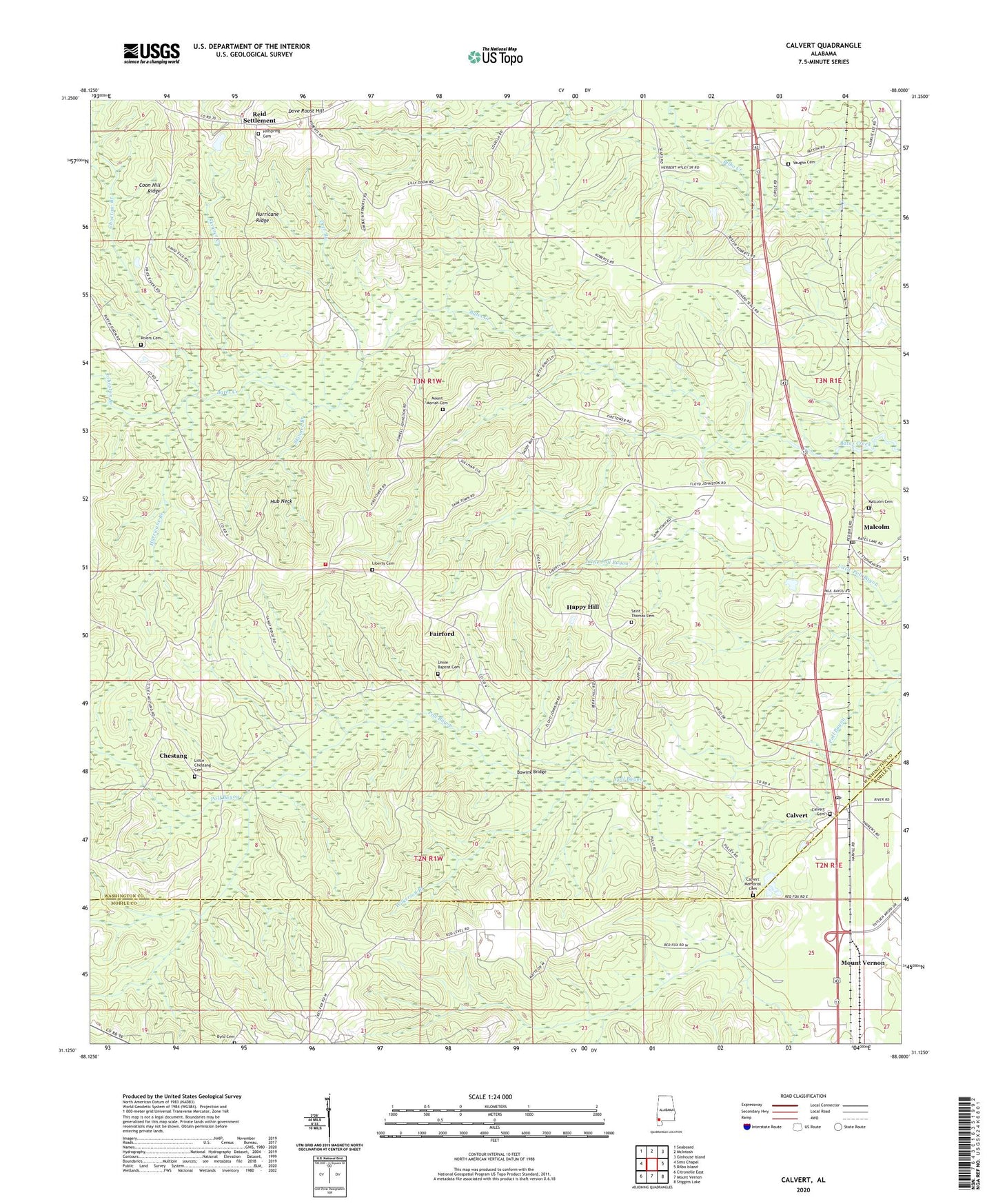 Calvert Alabama US Topo Map Image