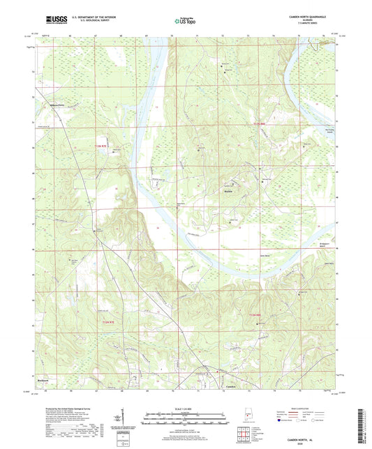 Camden North Alabama US Topo Map Image