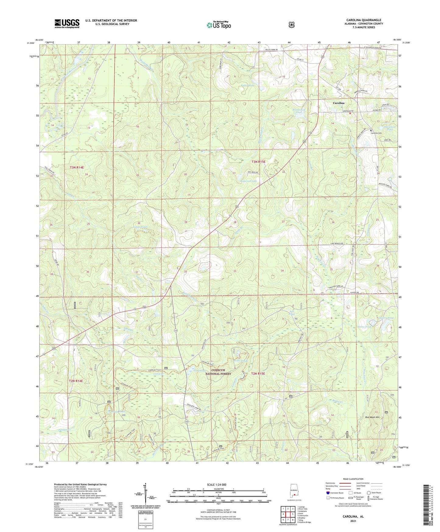Carolina Alabama US Topo Map Image