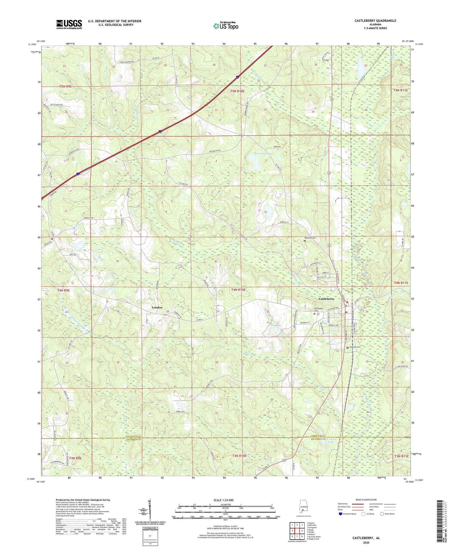 Castleberry Alabama US Topo Map Image
