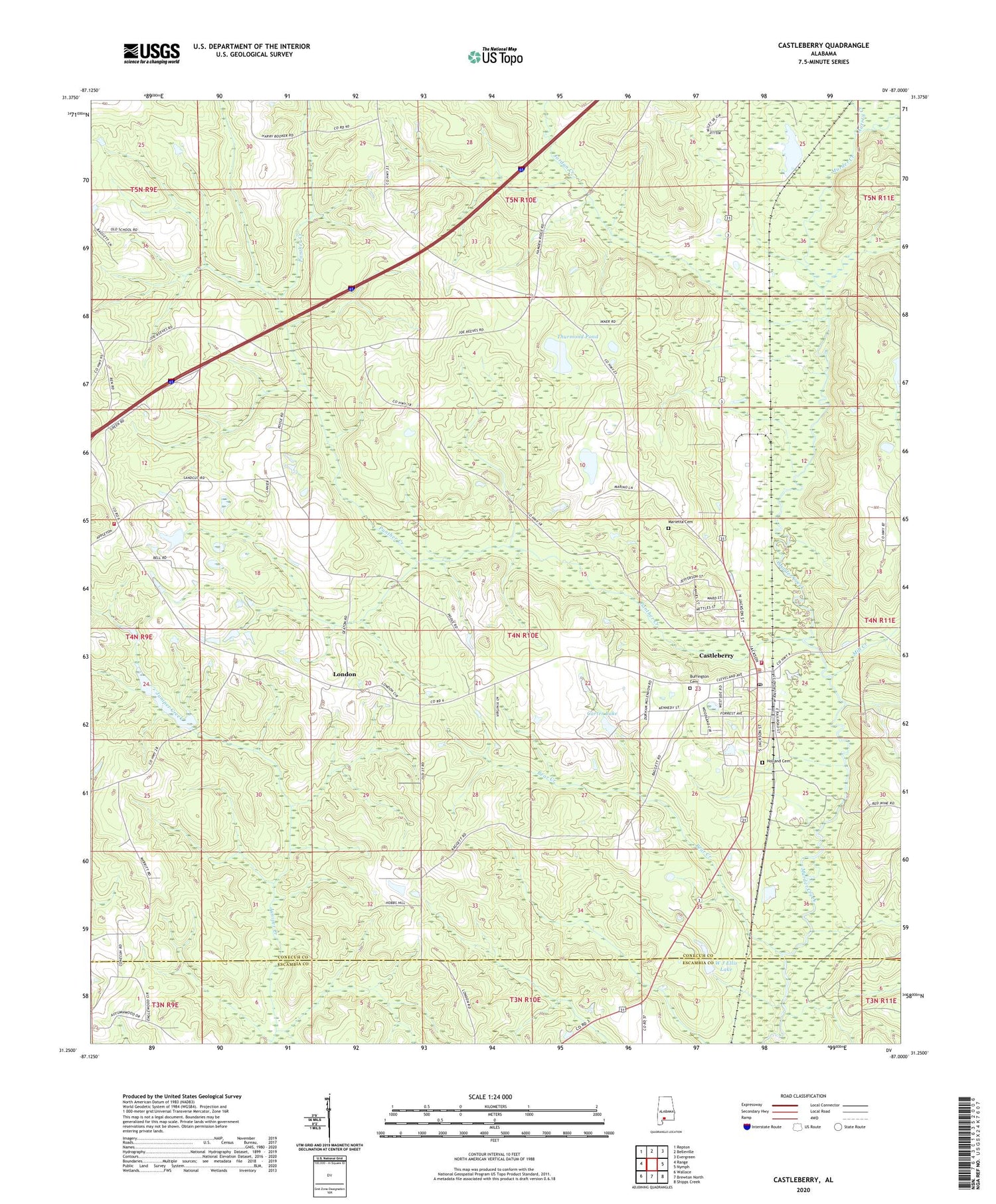 Castleberry Alabama US Topo Map Image