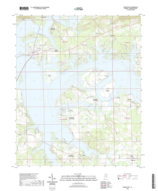 Cedar Bluff Alabama US Topo Map Image