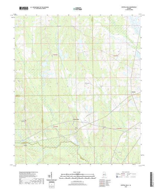 Central Mills Alabama US Topo Map Image