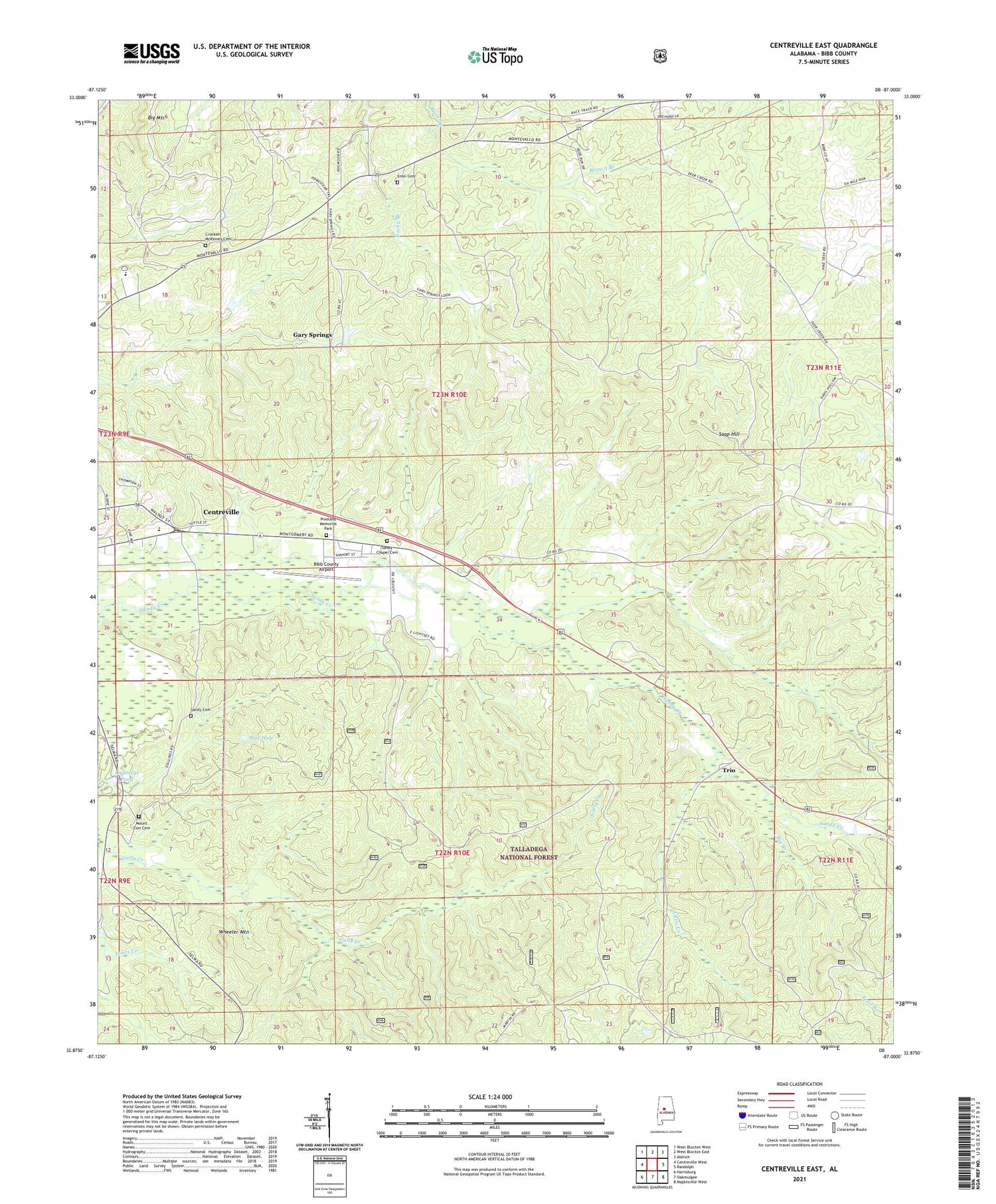 Centreville East Alabama US Topo Map Image